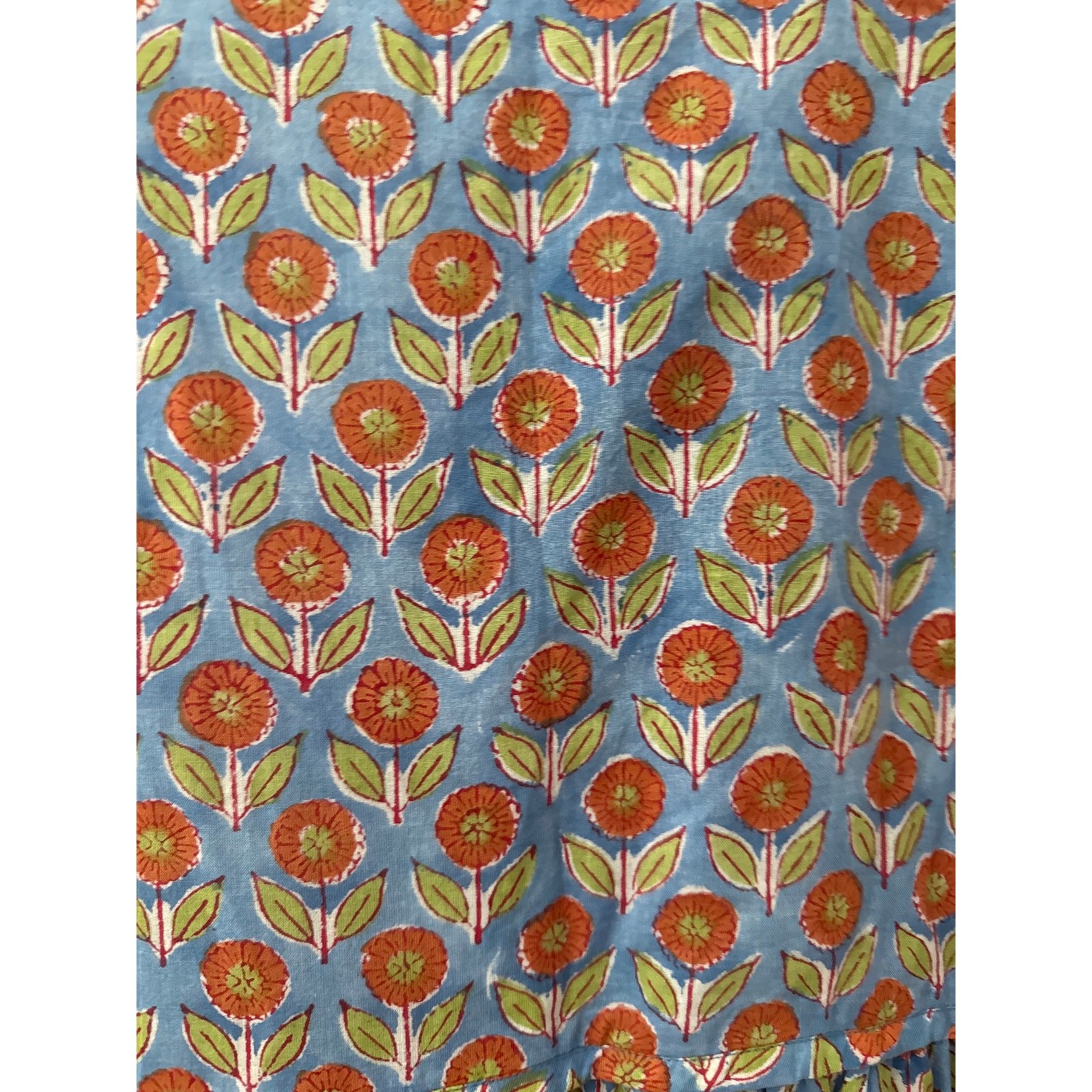 Emerson Fry India Collection Heirloom Dress Wednesday Flowers Blues Size XS