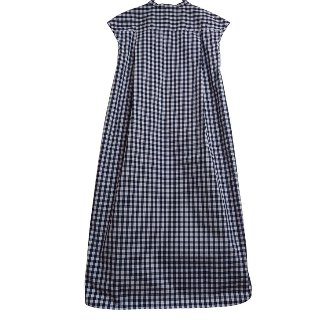 MUJI Gingham Check Dress L Black White A Line with Pockets