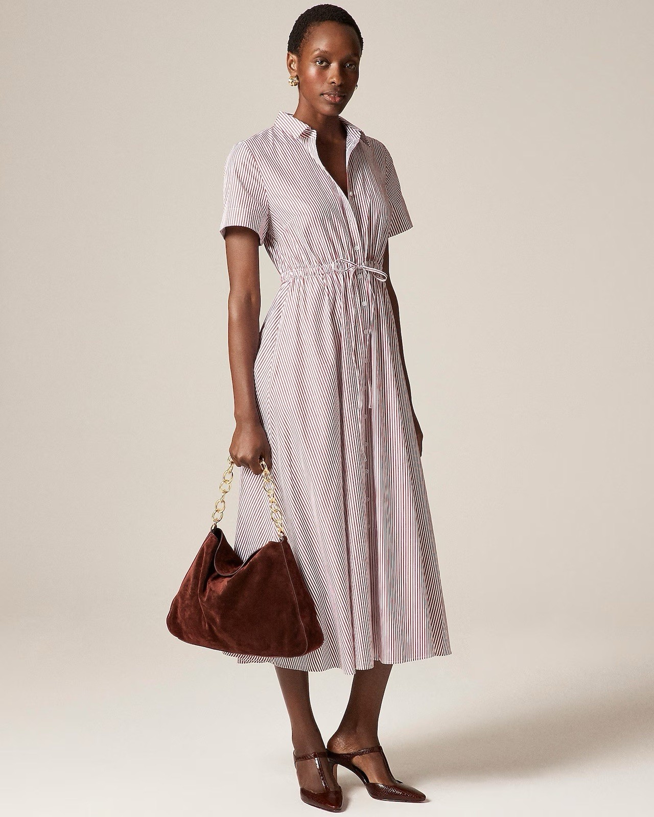J.Crew Cerise shirt-dress in striped cotton poplin Size 2