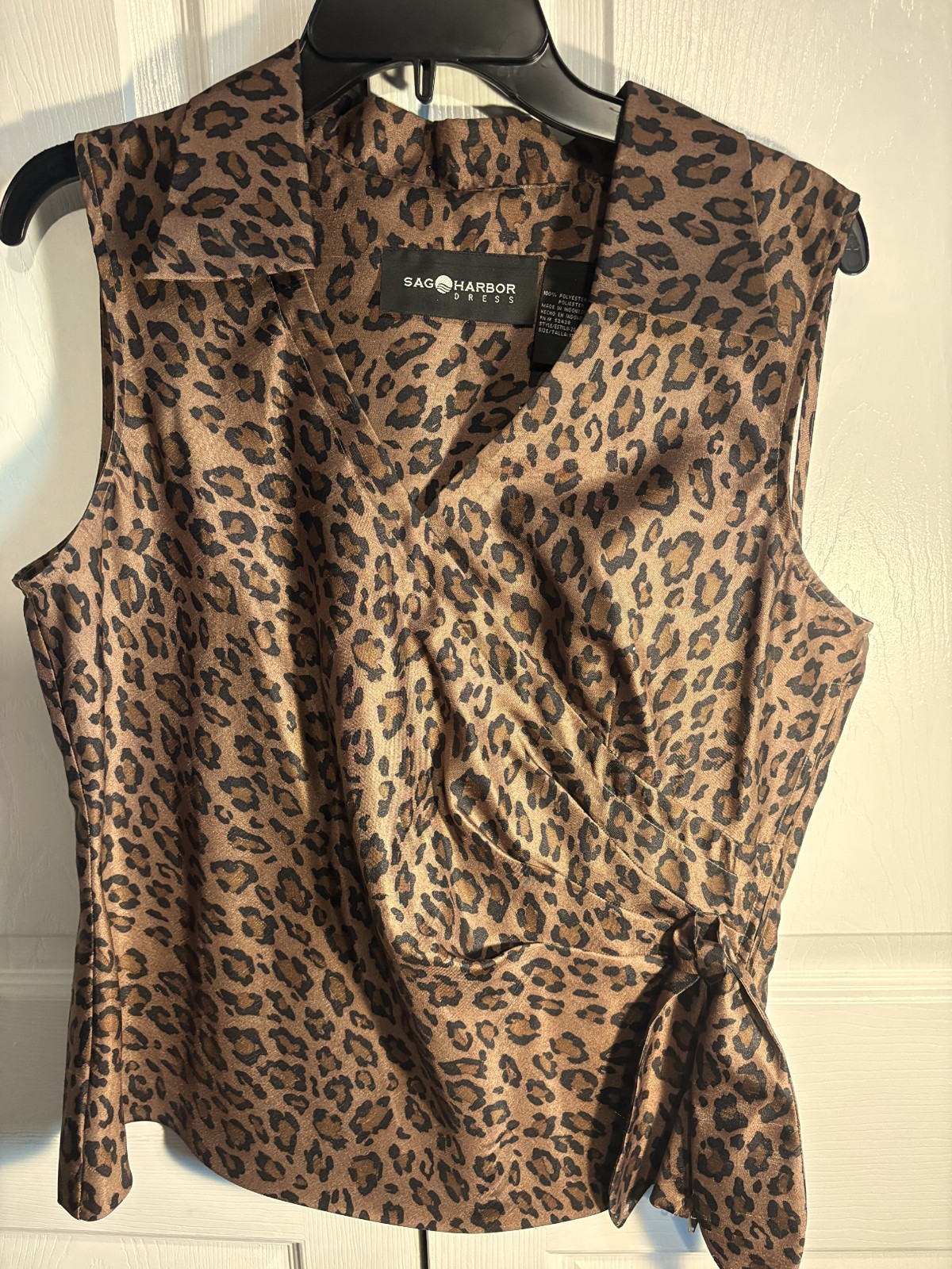 Sag Harbor Womens Top Sleeveless Animal Print Sz 12 Side Zip