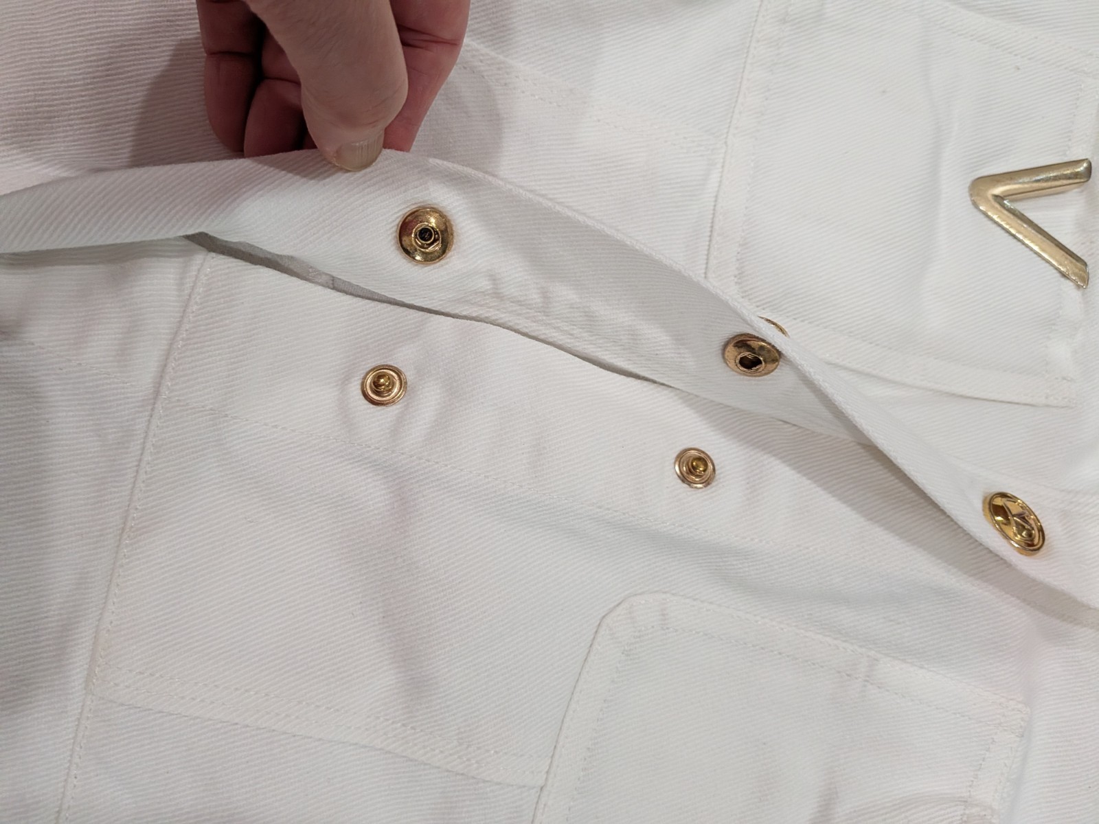 $2950 Valentino Garavani V logo White Denim Dress, Sz S-M VERY GOOD CONDITION