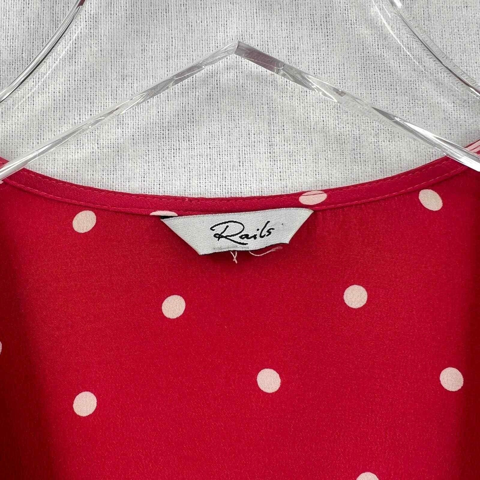 RAILS Leanne Polka Dot Dress Womens Medium Raspberry Red Silk Wrap Mini Short