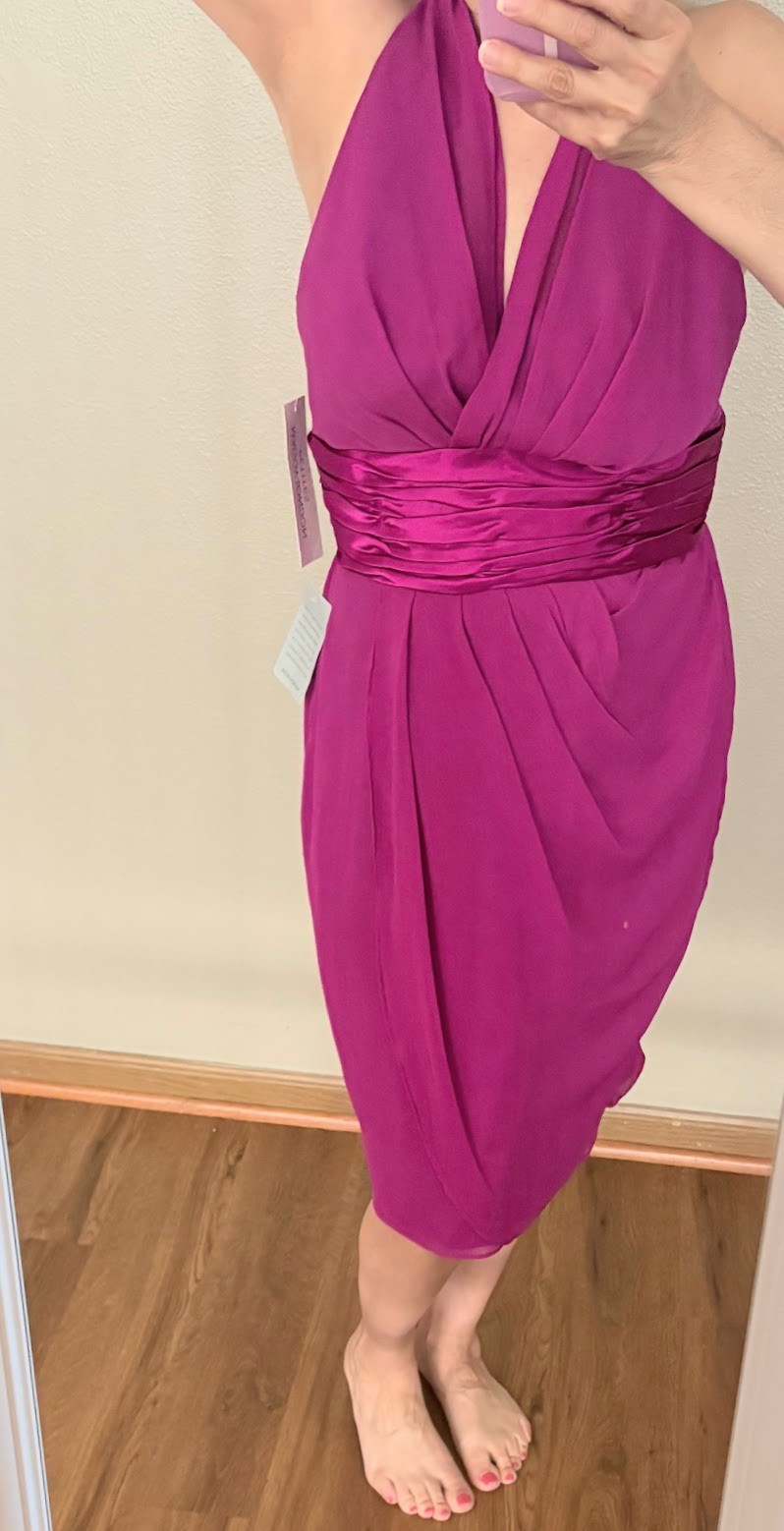 NWT Maggy London fuchsia halter-neck cocktail dress 12 Petite