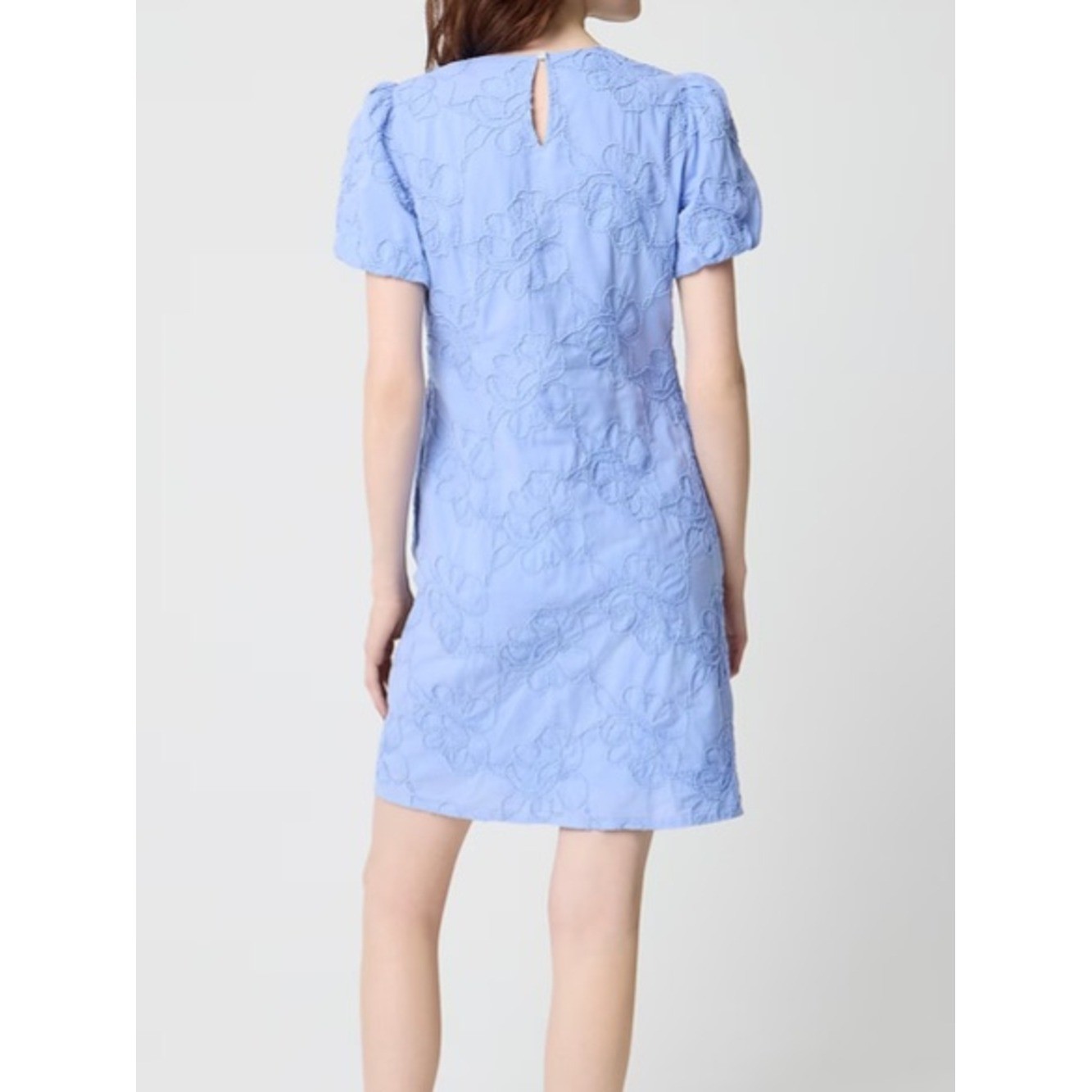 J.Crew Factory Light Blue Floral Embroidered Puff Sleeve Muni Dress Size 2
