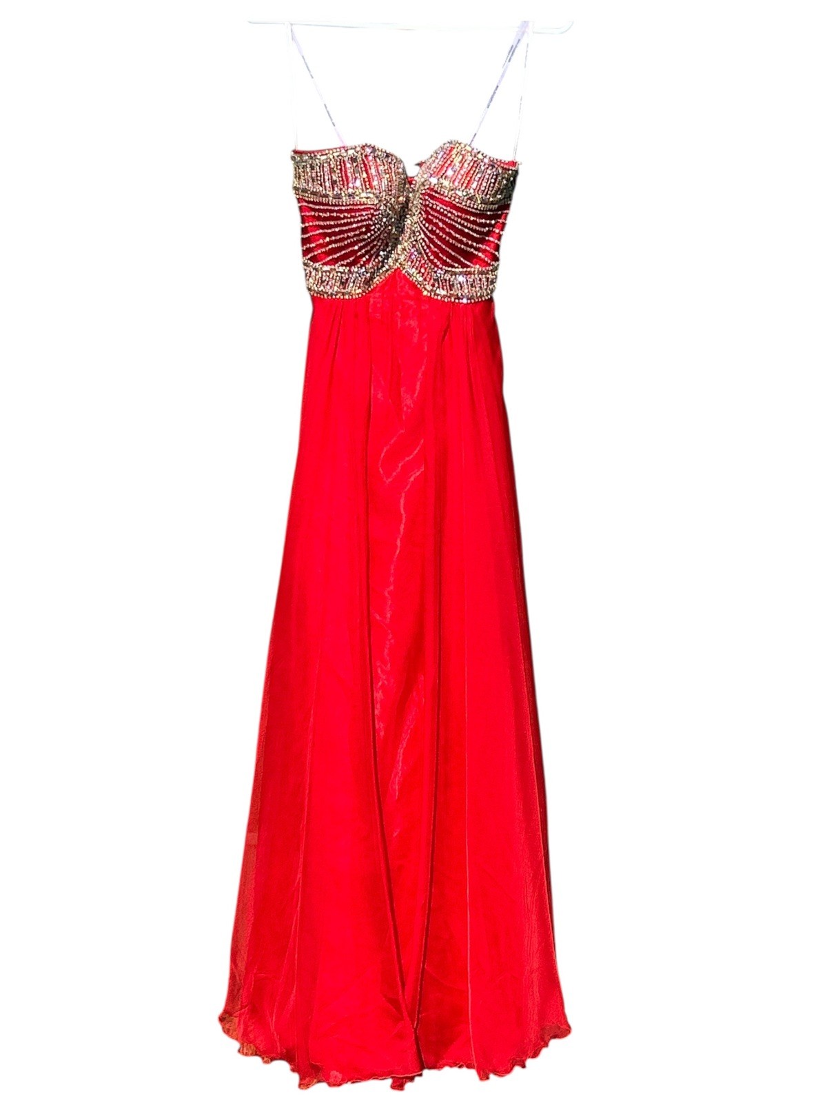 Alyce Paris Red Beaded Evening Gown Dress Size 0 Long Formal Prom Dress