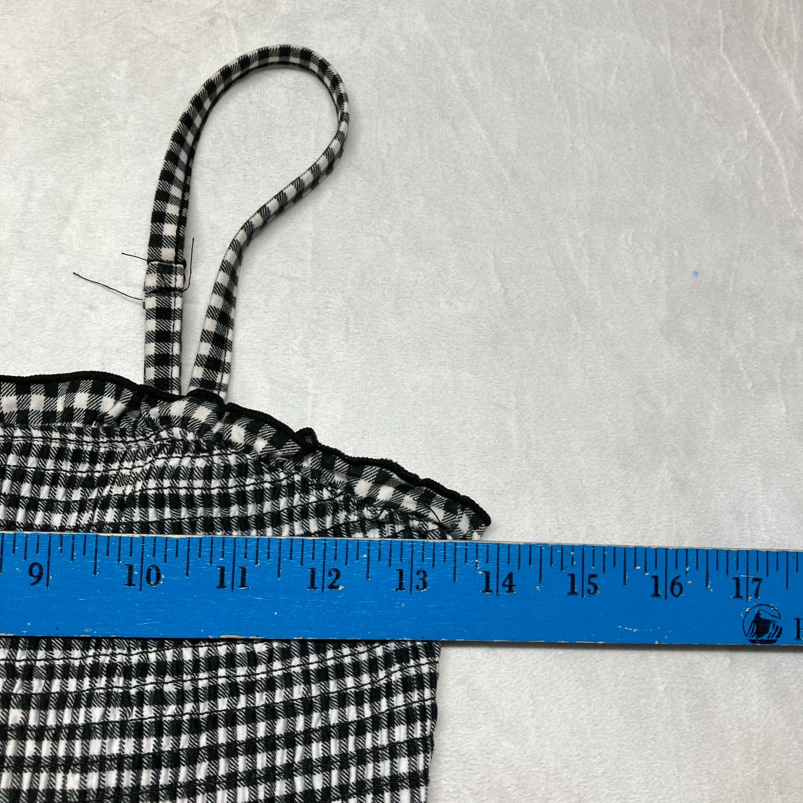 No Boundaries Dress Size Small Smocked Gingham Ruffled Sheath Bodycon Sleeveless