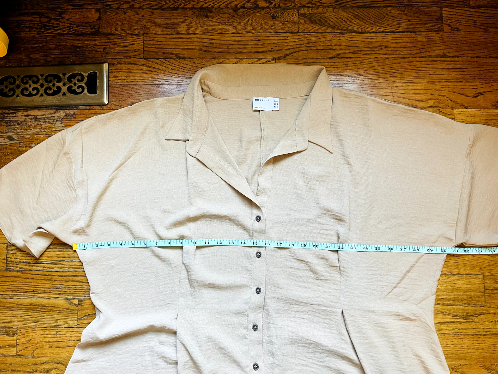 ASOS DESIGN Curve Button Through Waist Midi Shirt Dress In Beige US 26/UK30 NWT