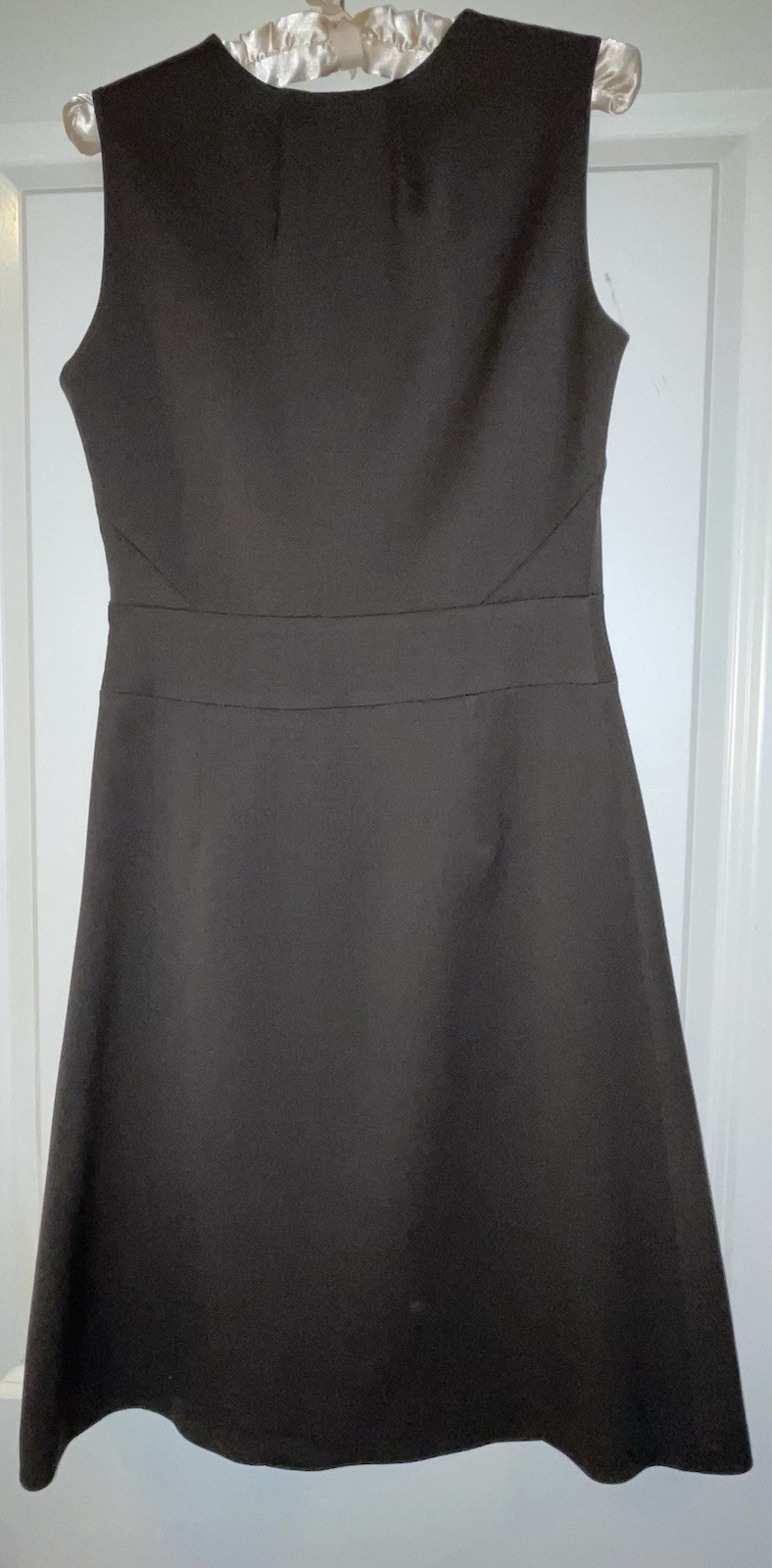 Celine Couture Solid A-Line Scoop Neck Sleeveless Knee Length Dress in Brown 38