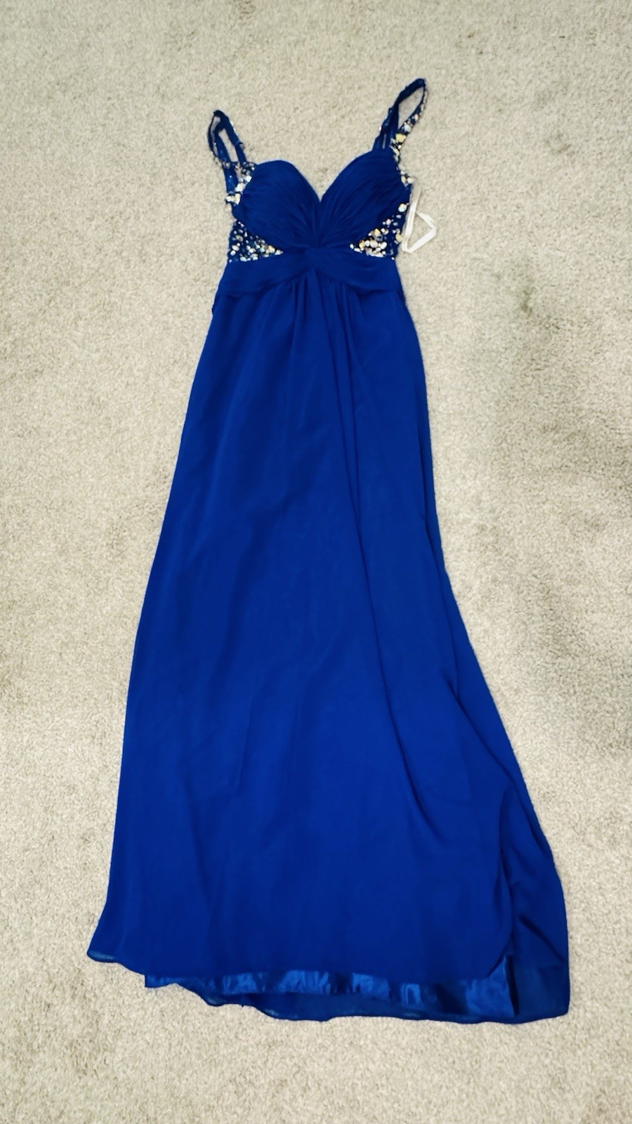 Dancing Queen Women’s Blue Sequin Sweetheart Chiffon Formal Long Gown Size M