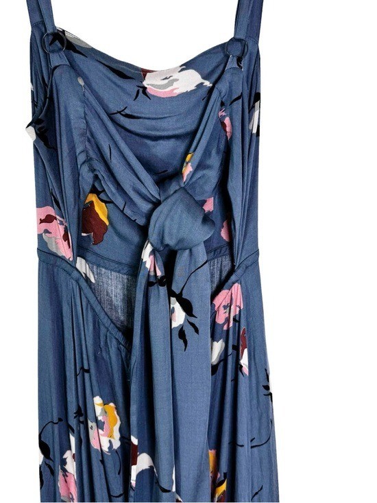 Urban Outfitters Layla Straight Neck Tie Back Midi Dress Dusty Blue Size S