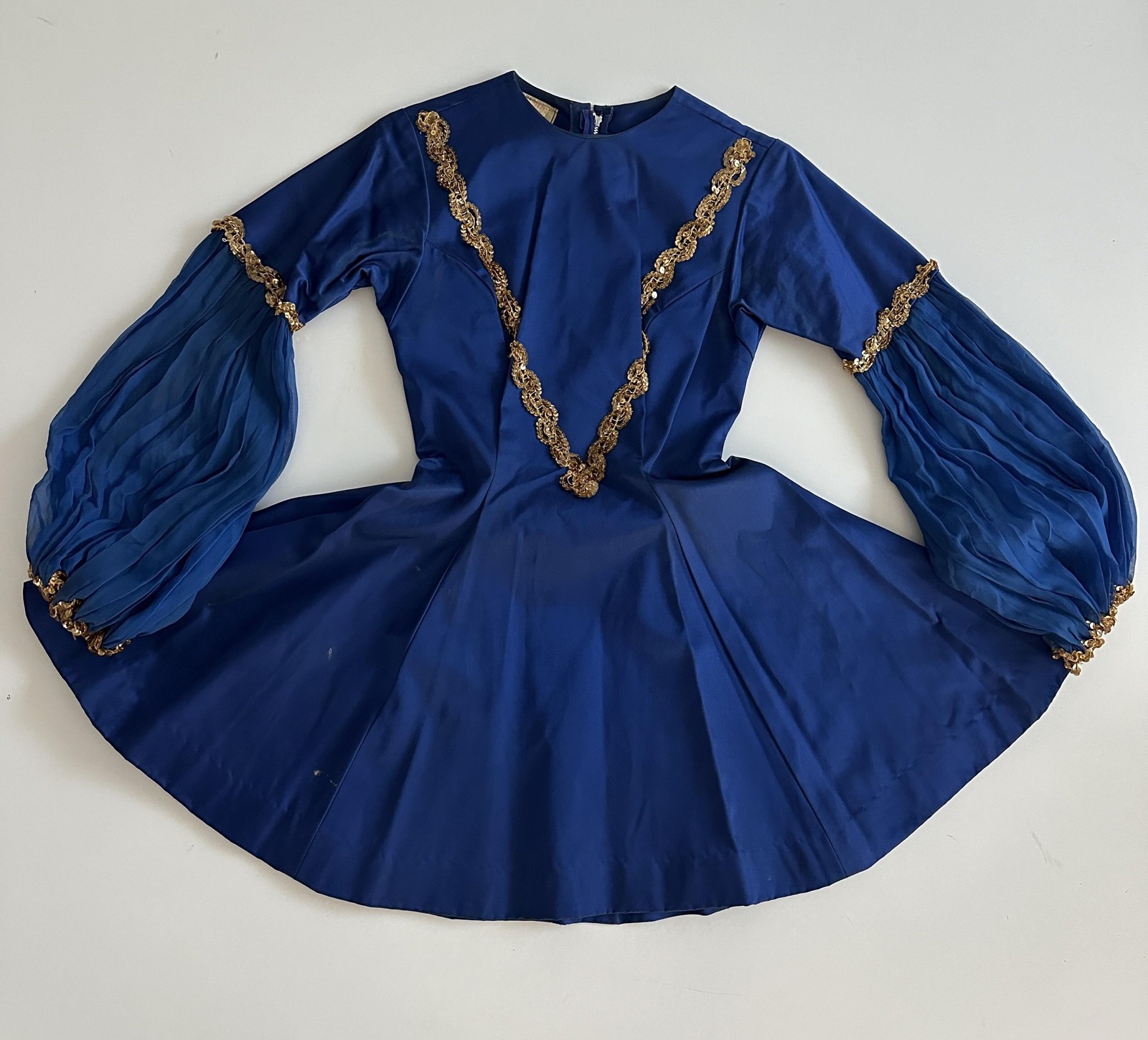 Vintage 50s 60s Skirted Majorette Cheer Womens Small Blue Sequin Varsity Hat