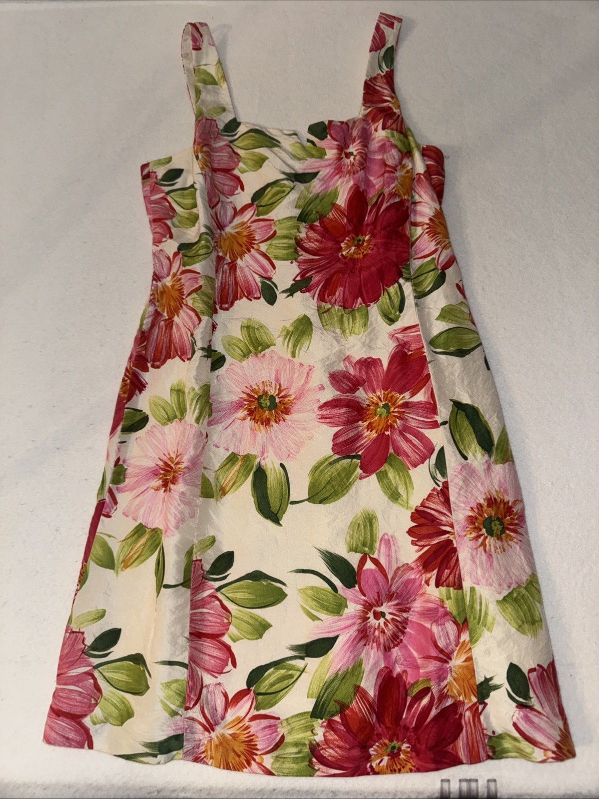 Vintage/ Euro Summer/preppy, /Liz Claiborne 100% silk floral dress size 12P