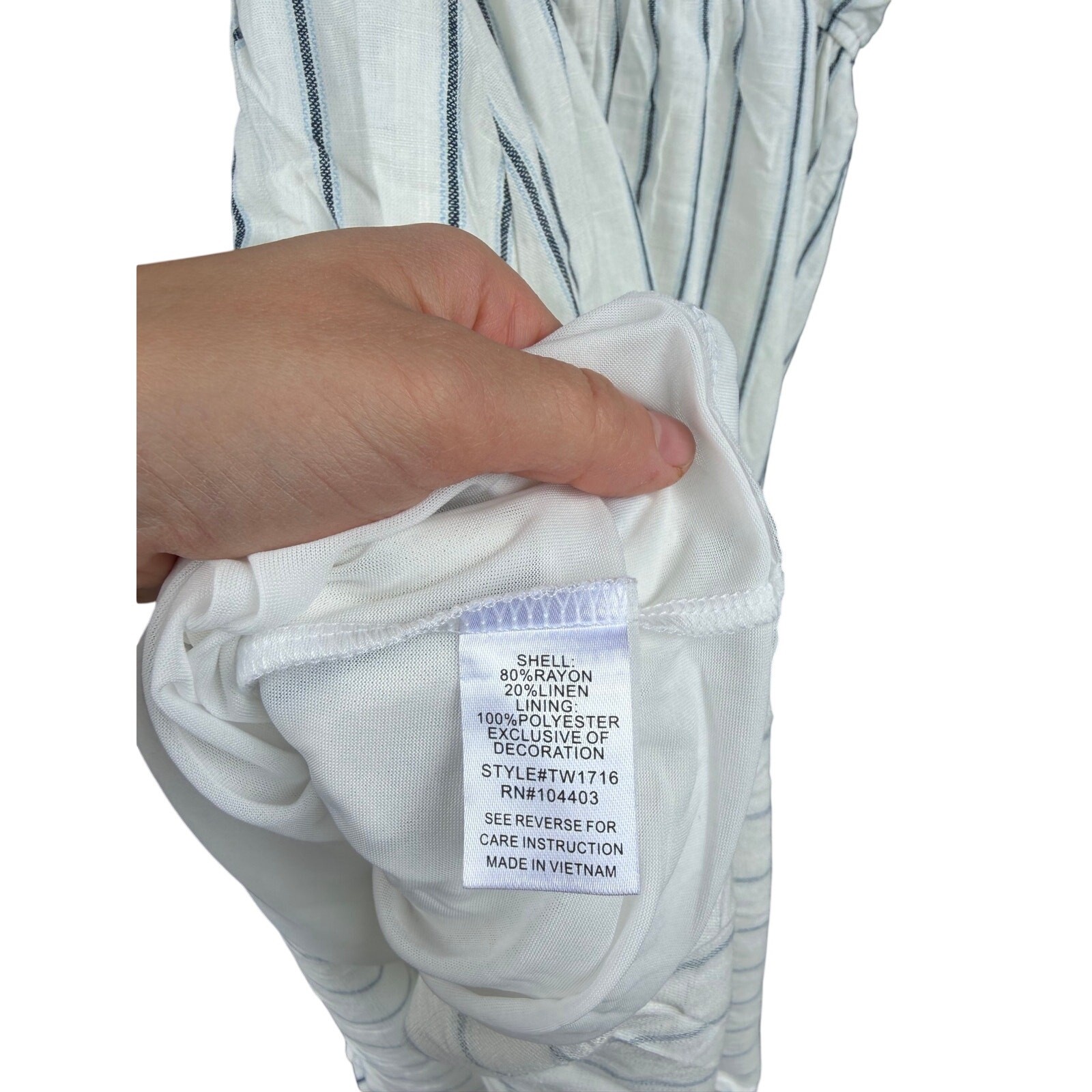 The Workshop Ella Stripe Midi Dress Front Hook Linen Blend Medium M NWT