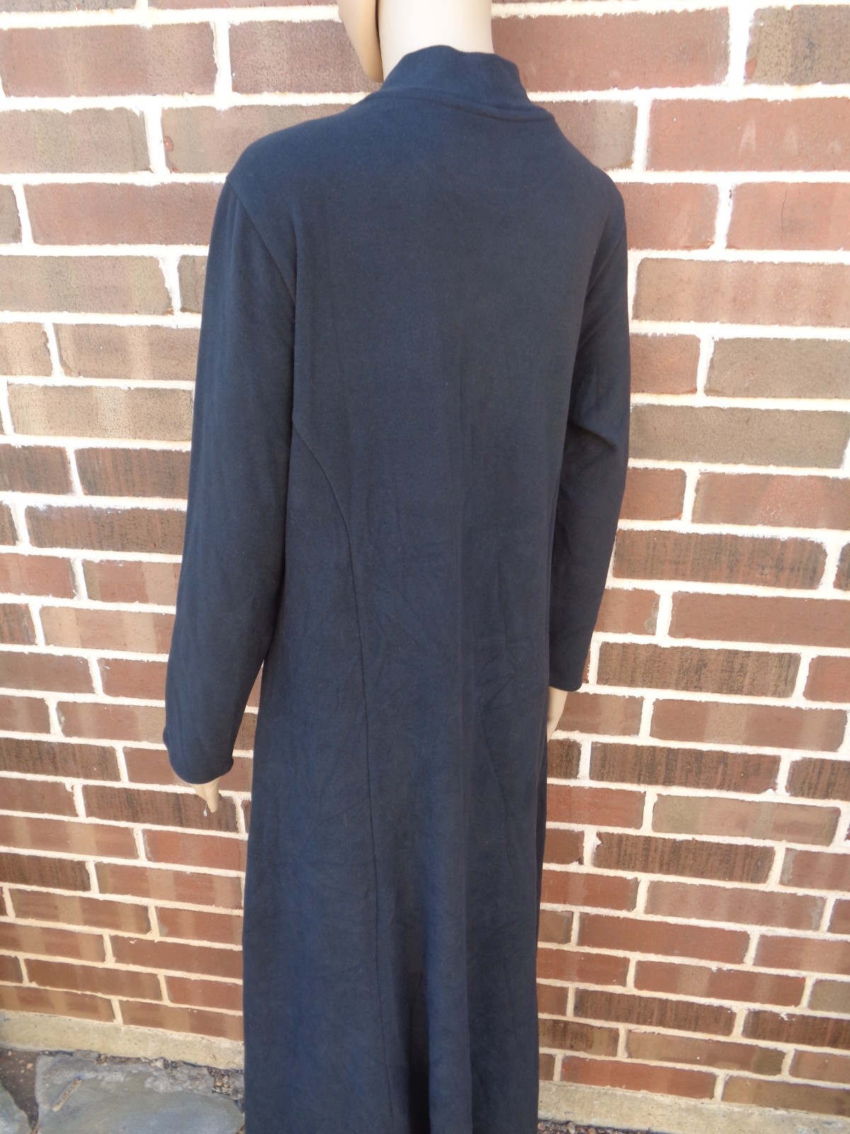 Soft Surroundings Jackie Turtleneck Maxi Dress M Button Cuffs Long Black Cotton