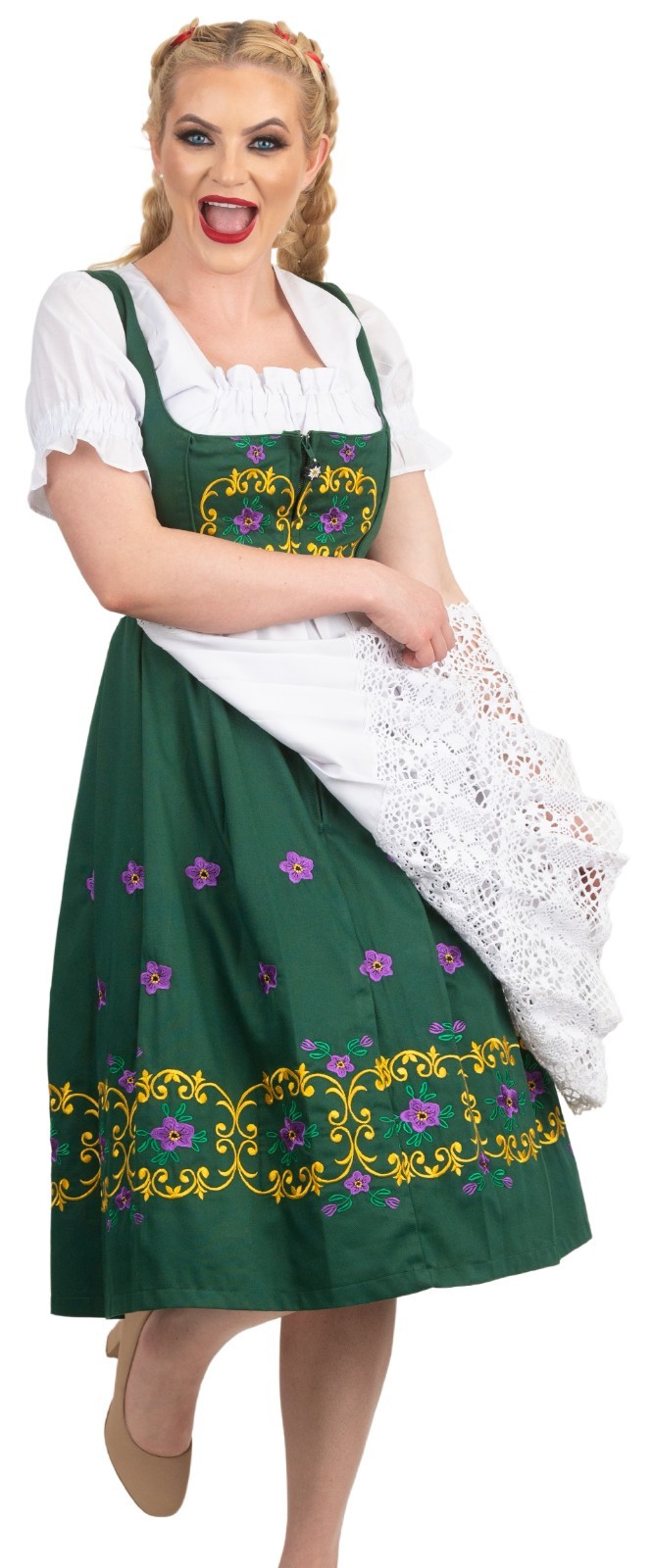 2XL 24 Elegant German Dirndl Dress EMBROIDERED Oktoberfest COMPLETE SET 3 Pcs
