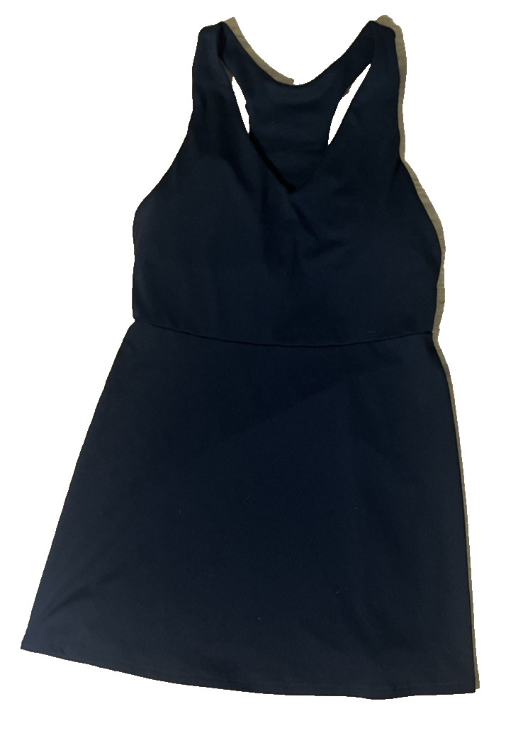 Fabletics Peformance Tennis Dress Women’s XS/S Black Built-In Bra Phone Pocket