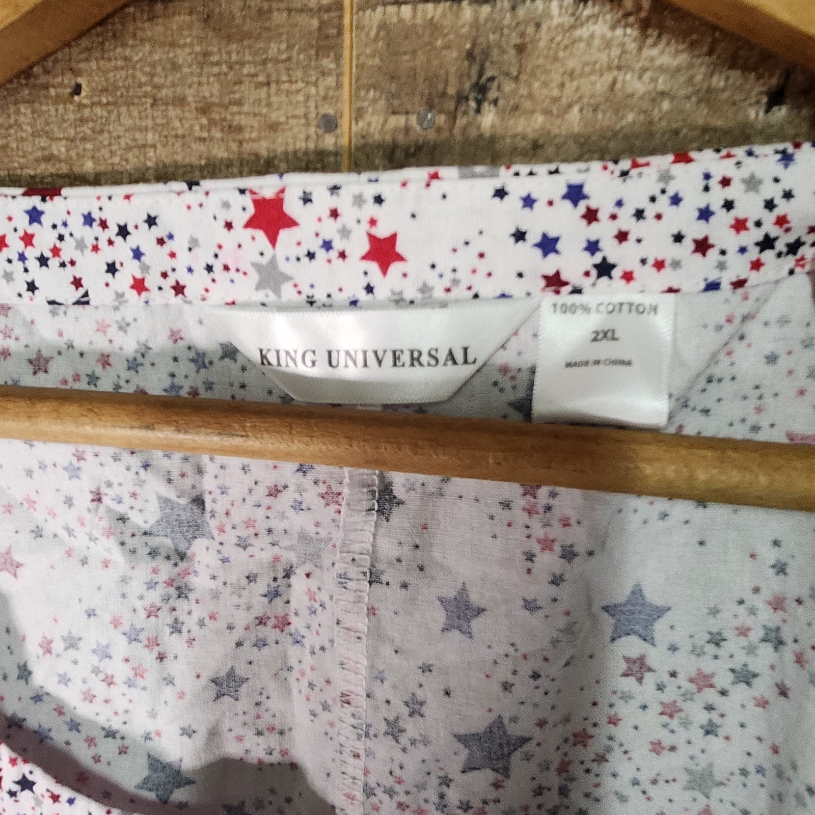 King Universal Patriotic Star Print Cotton Dress XXL Red White Blue Tie Sides