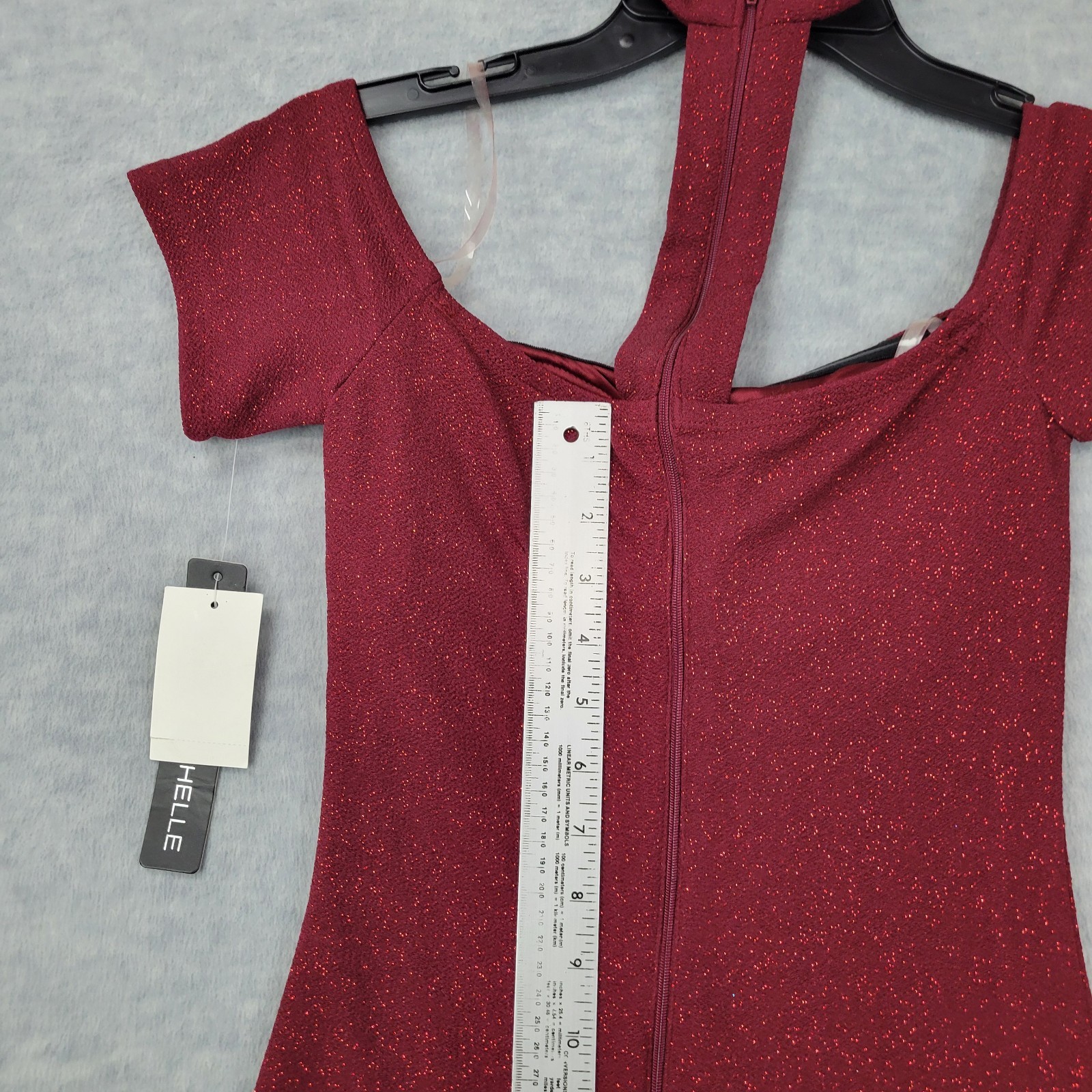 My Michelle Mini Dress Red Glitter Short Sleeve 90s Vintage Goth Womens 5 NWT