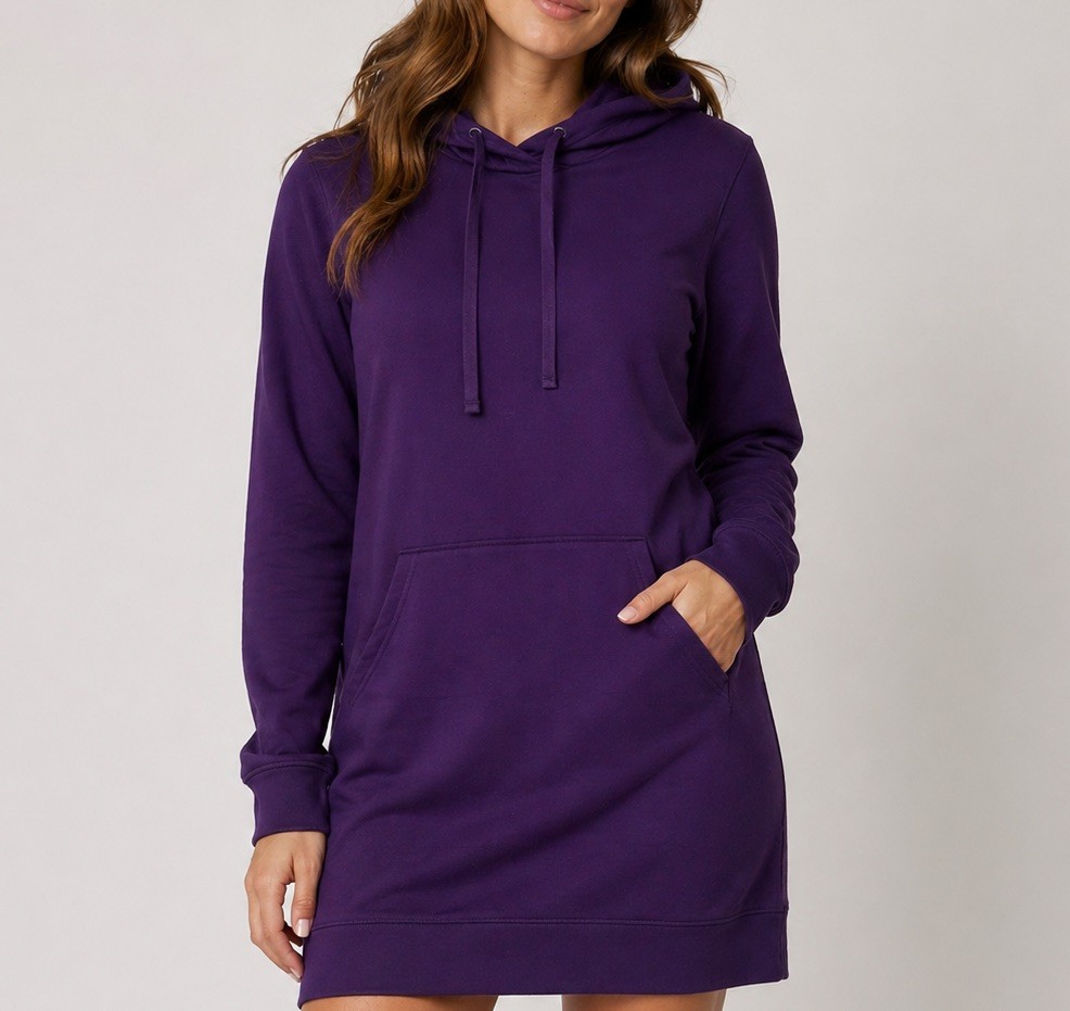 Fabletics Dress Womens Medium Purple Yukon Hoodie Fleece Kangaroo Pocket Sporty