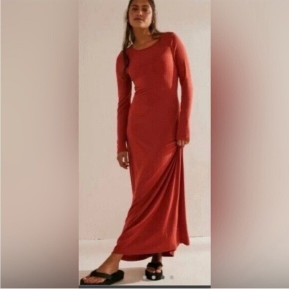 Free People Beach Aubre Women’s Open Back Long Sleeve Maxi Dress Size Large