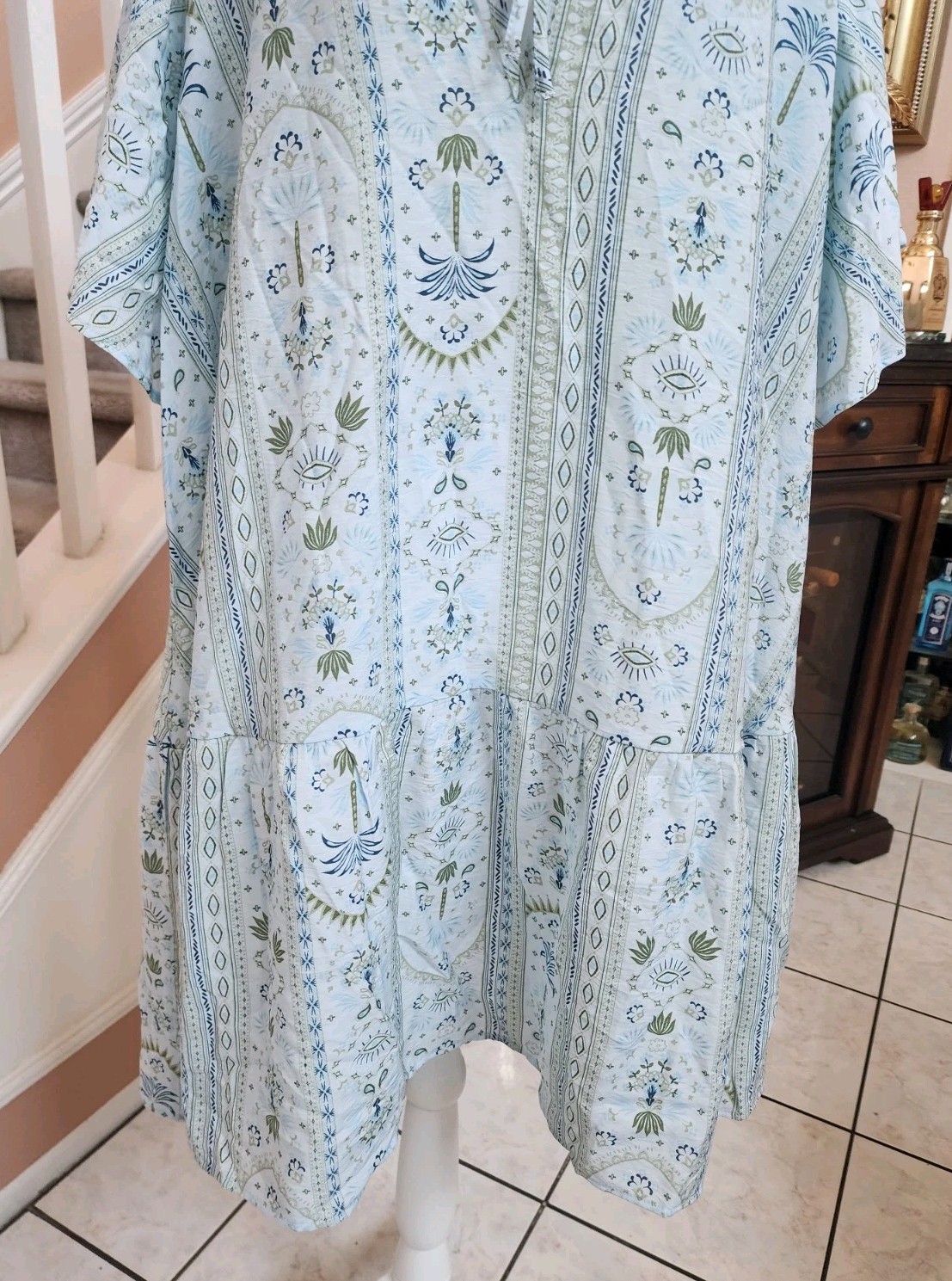 NWT BELLE ISLE BY TORRID Blue Palms Short Sleeve Popover Mini Dress Sz 2 2X 18