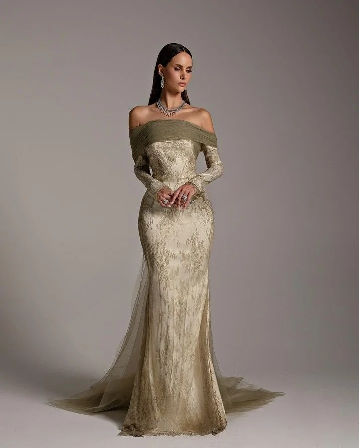 Off Shoulder Mermaid Misunderstood The Strapless Long Sleeved Dubai Evening Gown