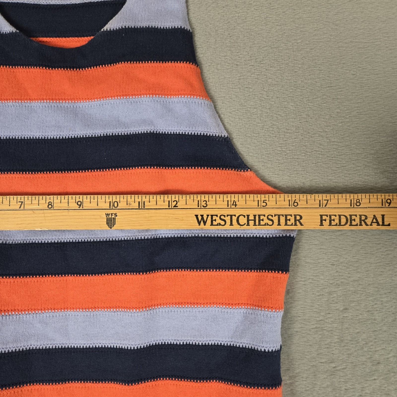 Tory Burch Ariana Dress Womens Medium Orange Blue Striped Sleeveless Fringe