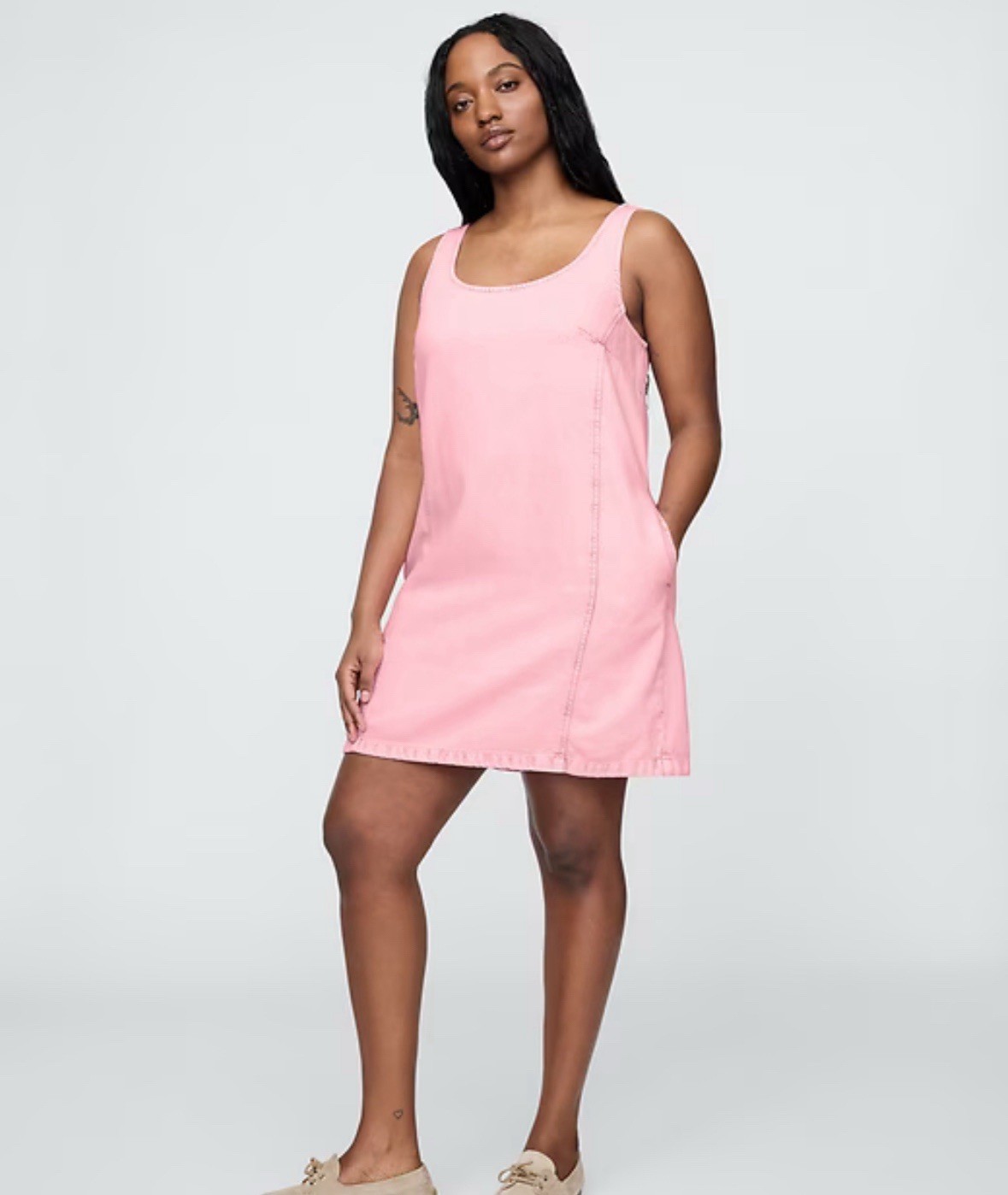 GAP Dress Women XXL Pink Ultrasoft Denim Sleeveless Pinafore Jumper NWT 088