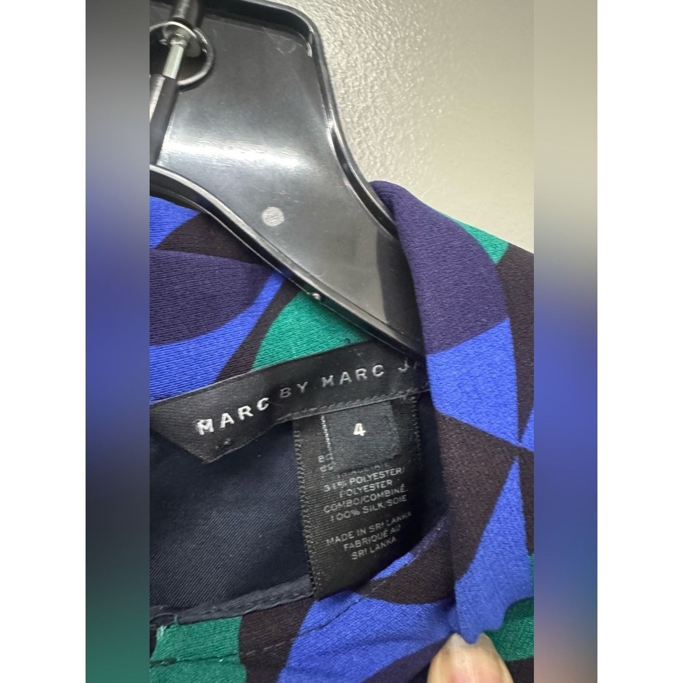 Marc by Marc Jacobs Blue Green Teal Graphic Op Art Shift Dress Woman’s size 4