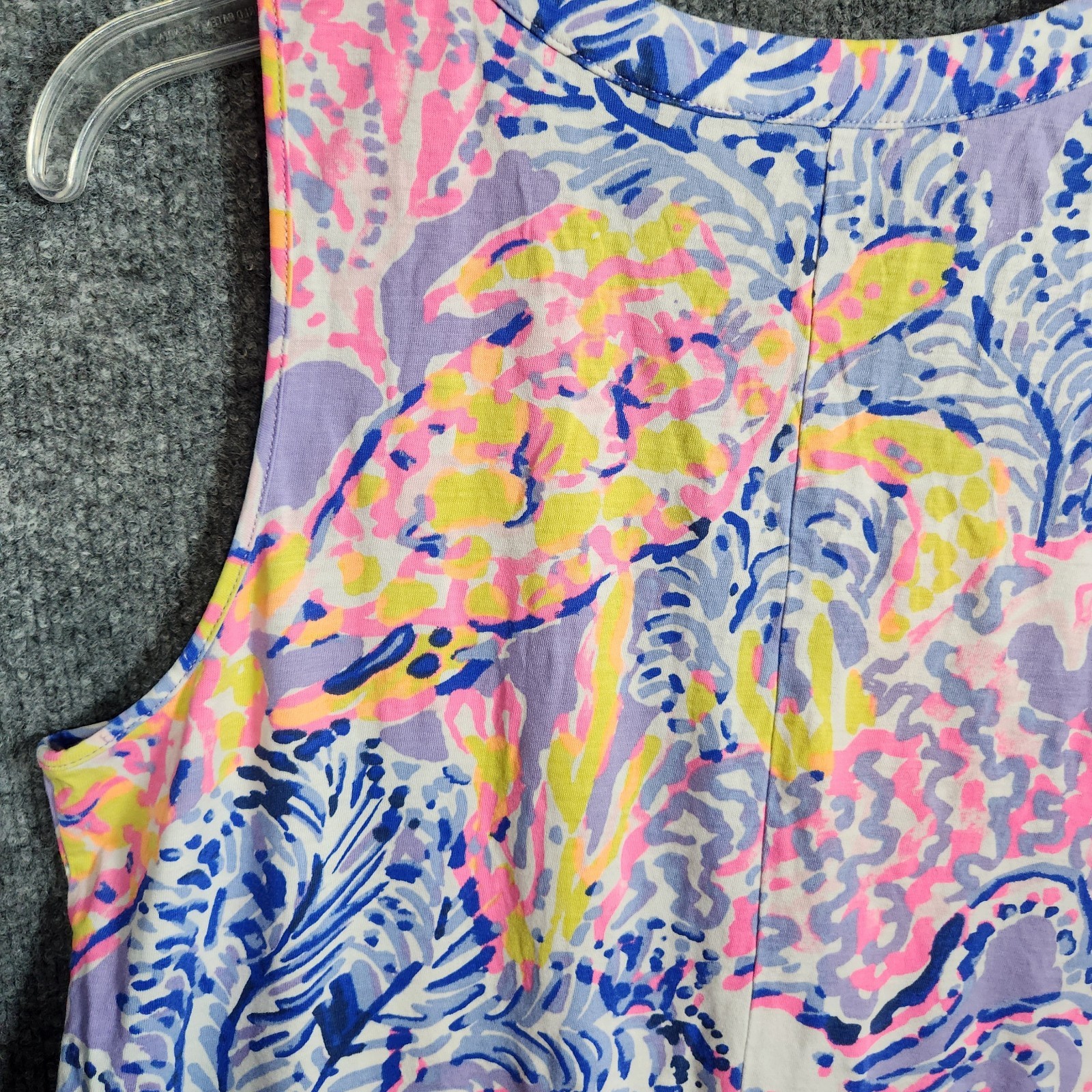 Lilly Pulitzer Womens Amina Swing Dress Medium Lilac Verbena V-Neck Pima Cotton