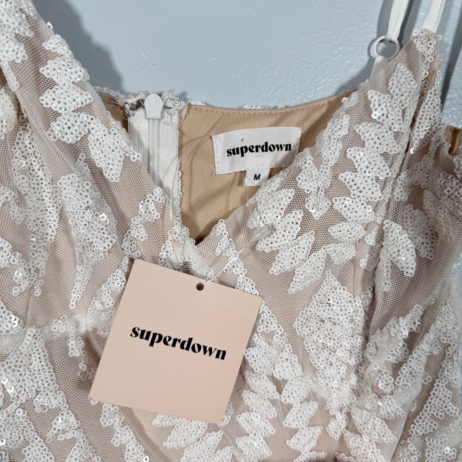 Superdown M Embellished White Lace Tiff Mini Dress Bridal Sorority Formal