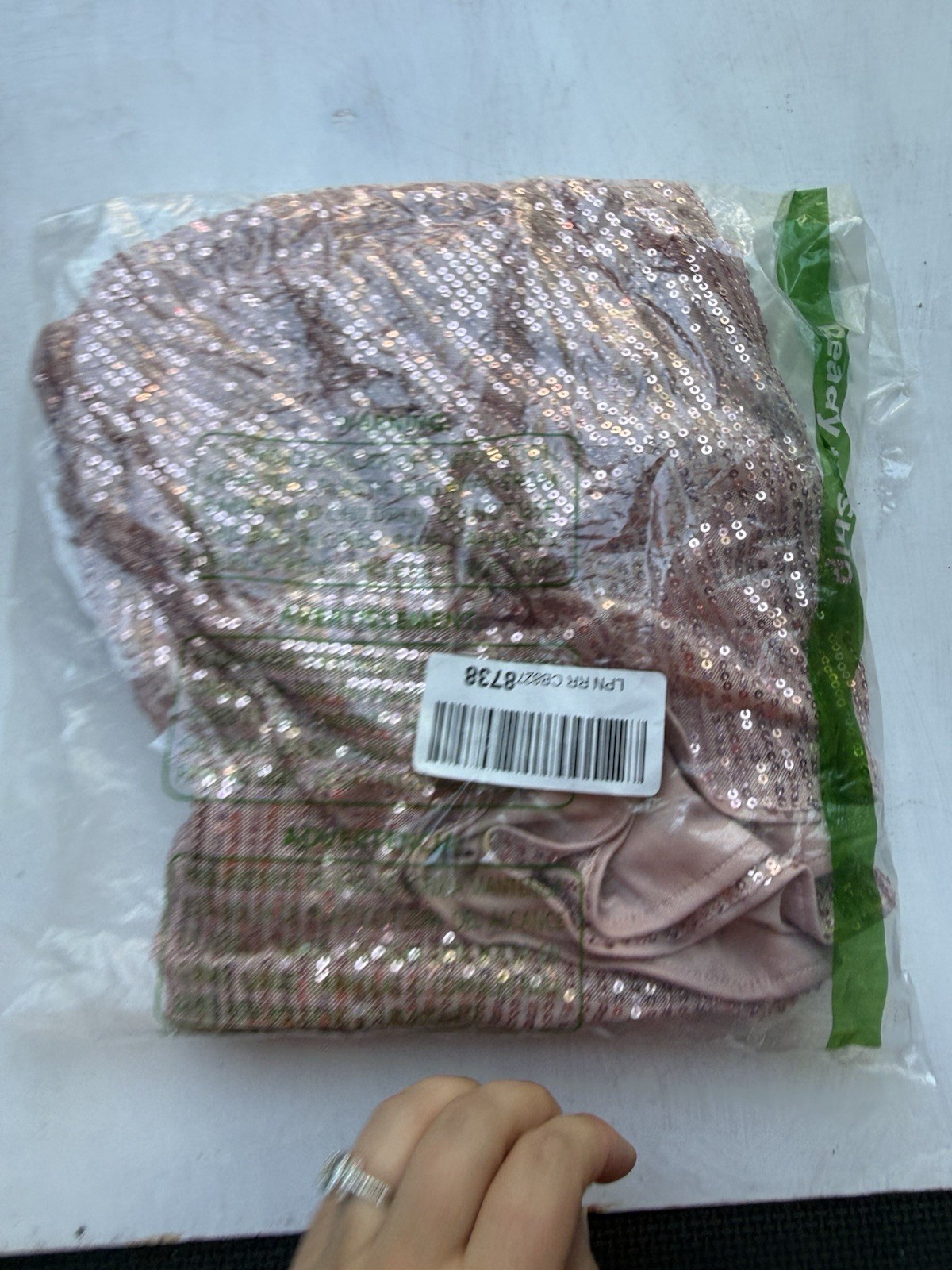 PINK Rose Gold Sequin Metallic V-Neck Strappy Bodycon Mini Dress XXL