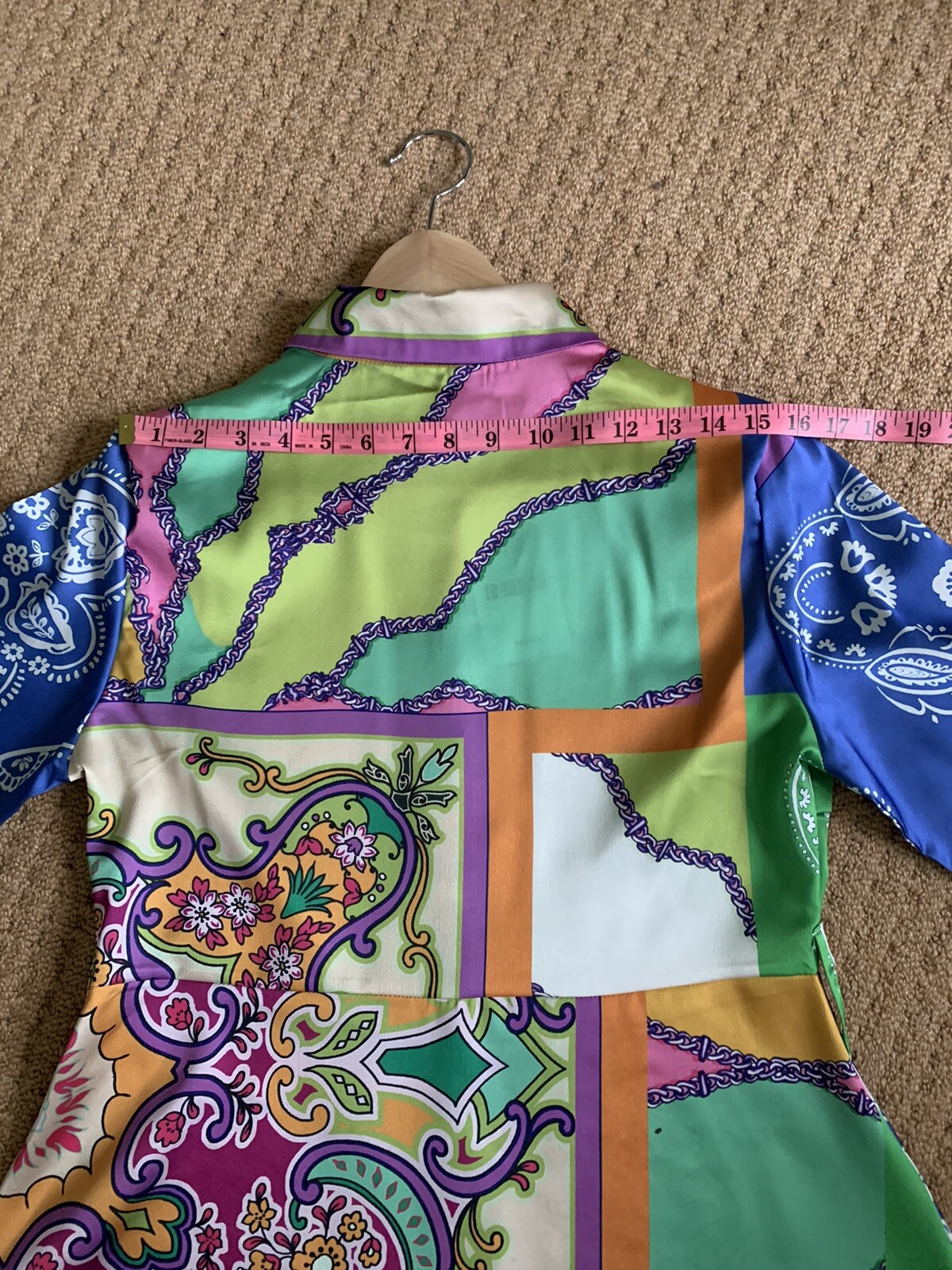 multicolour printed satin dress L
