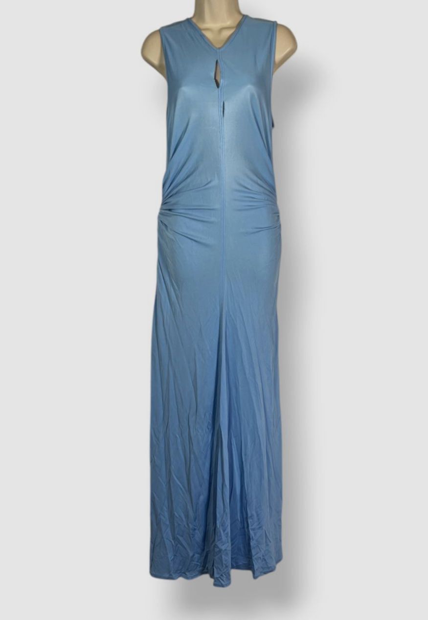 Bottega Veneta Women’s Blue Draped Sleeveless Maxi Dress Size 42