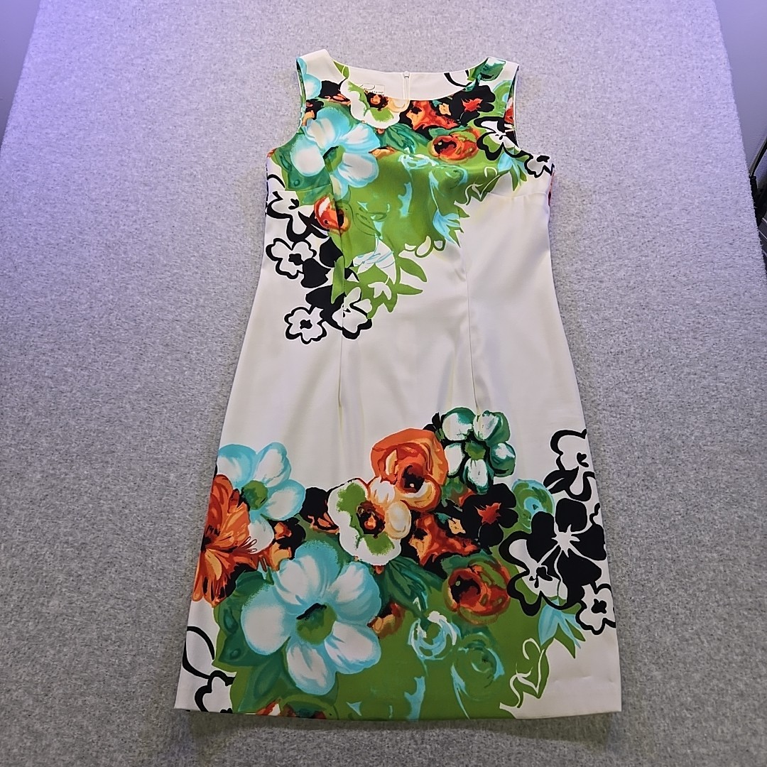 Kim Rogers Women’s Size 6 Sleeveless Floral Sheath Dress Green Multi Color
