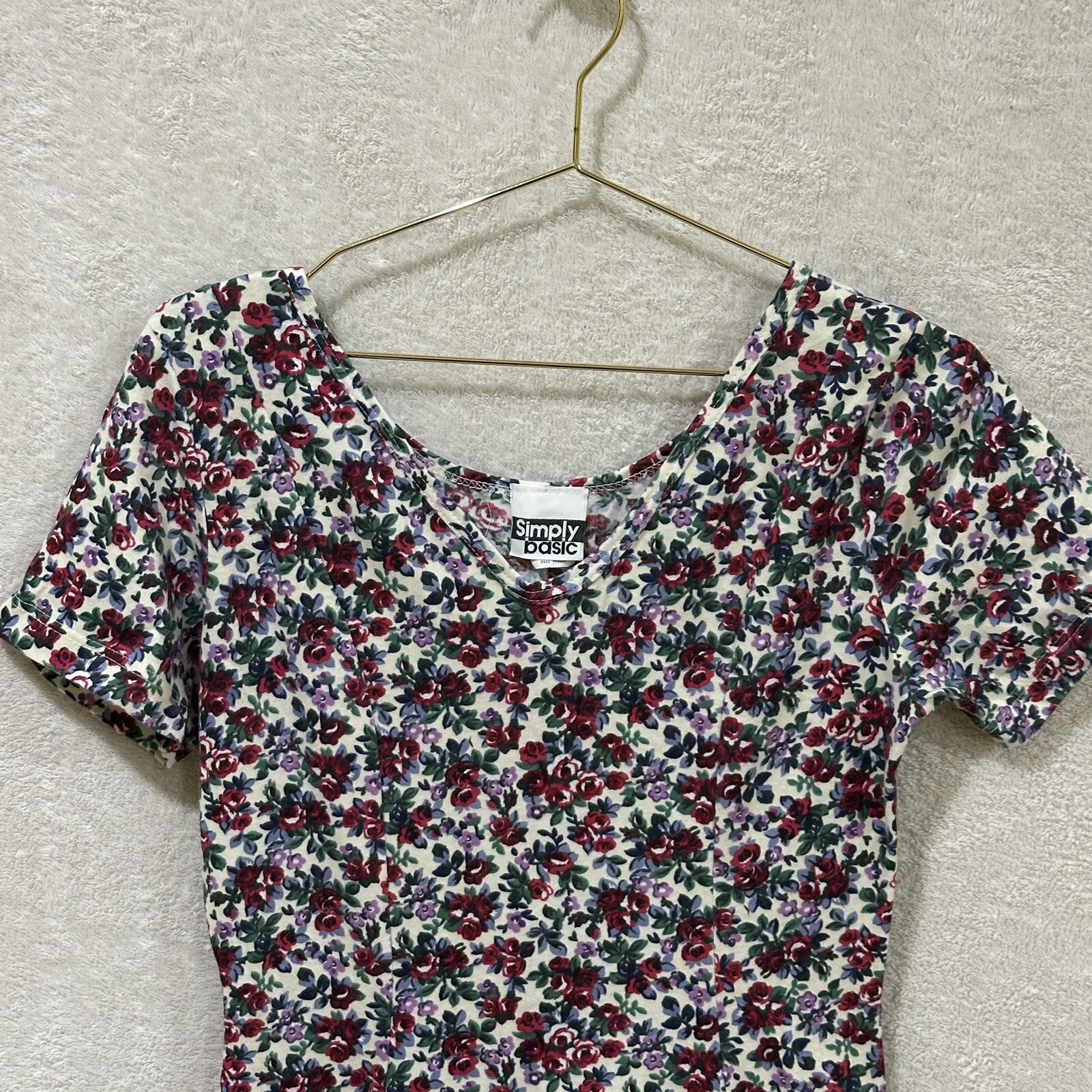 Vintage Simply Basic Juniors Medium Floral Dress Colorful Made In USA