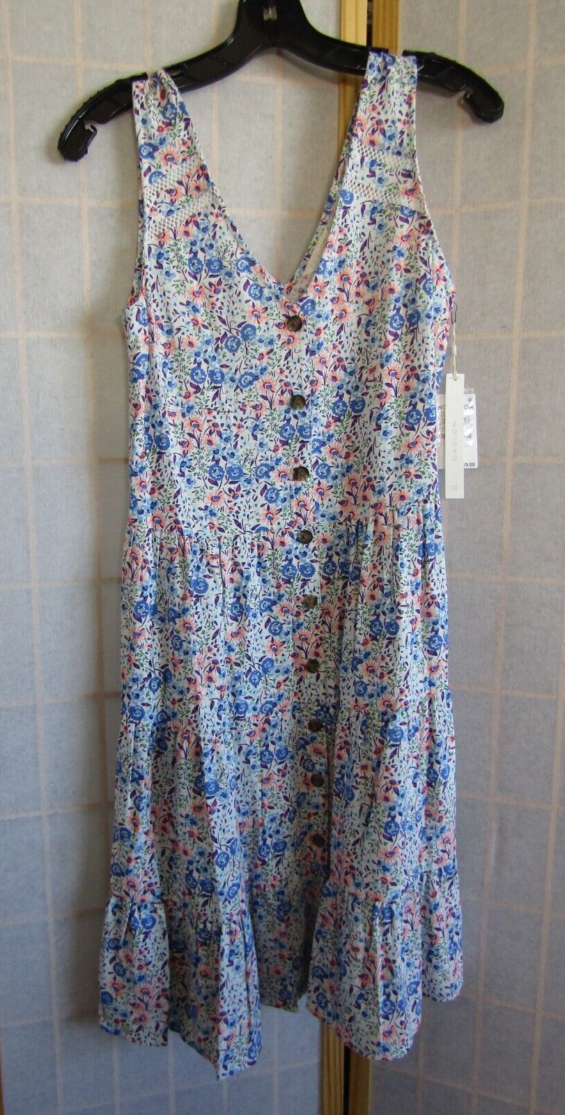 NWT Caslon Nordstrom Linen/Rayon Dress Sleeveless Floral Button Women’s Size XS