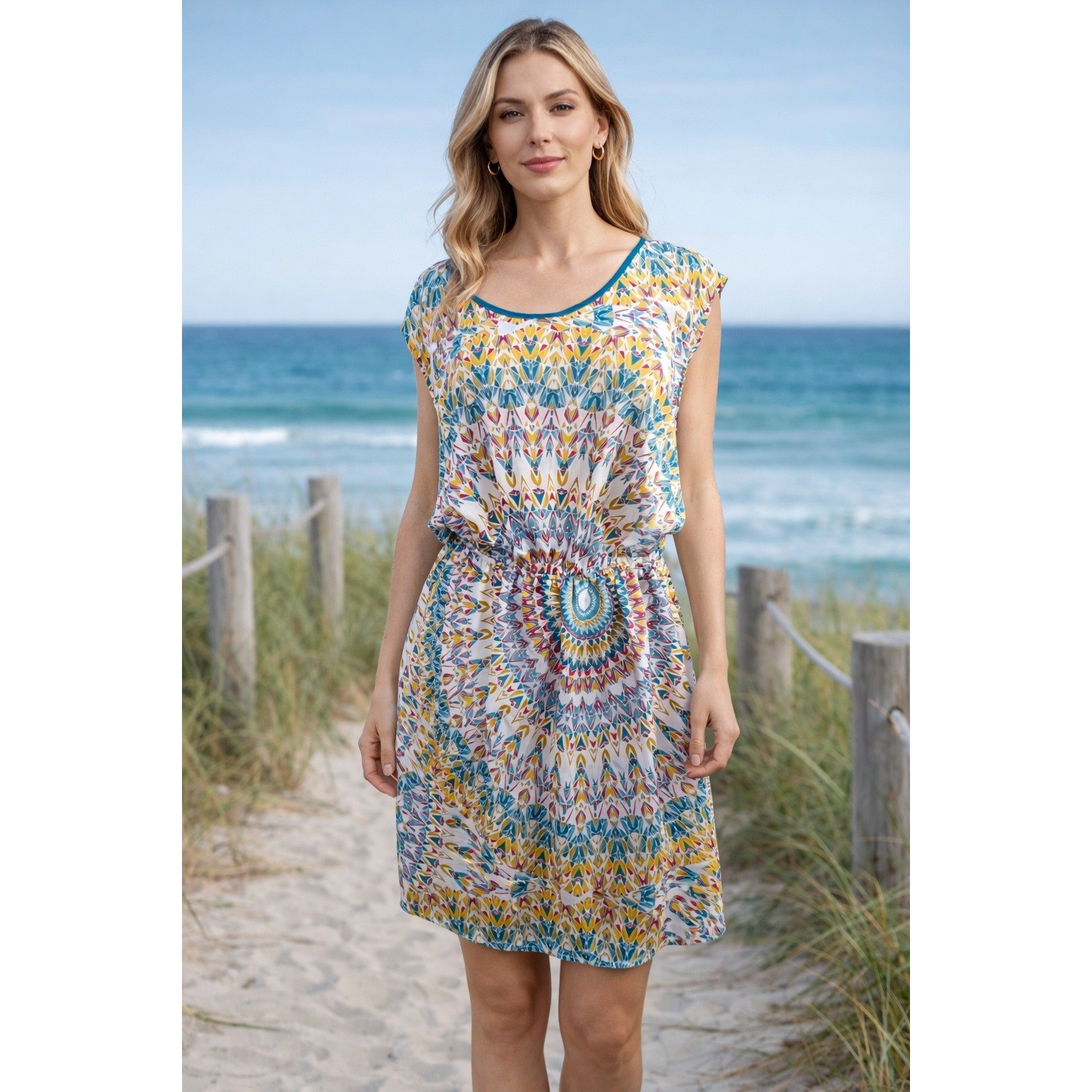 Allen B. By Allen Schwartz Dress Womens Size XL Mexican Aztec Cutout Summer Boho