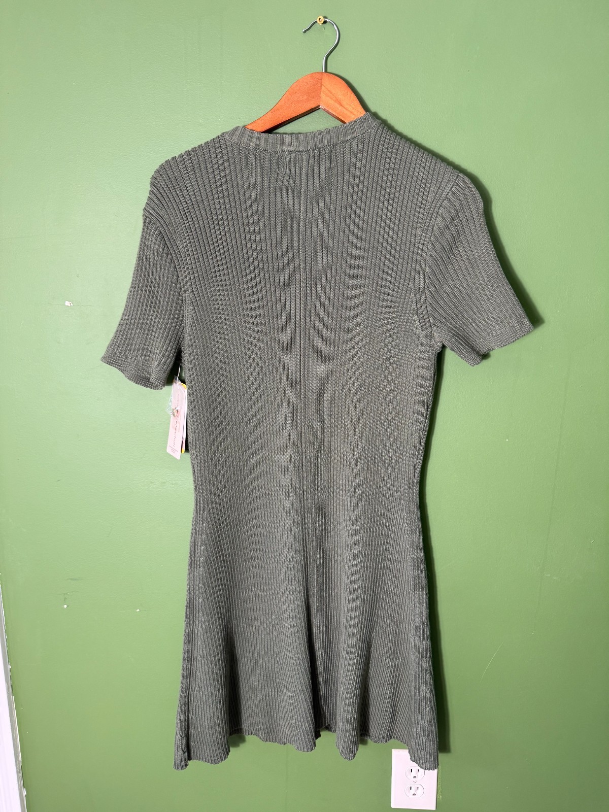 French Connection Button-Front Sweater Dress NWT Women size M Olive/Green