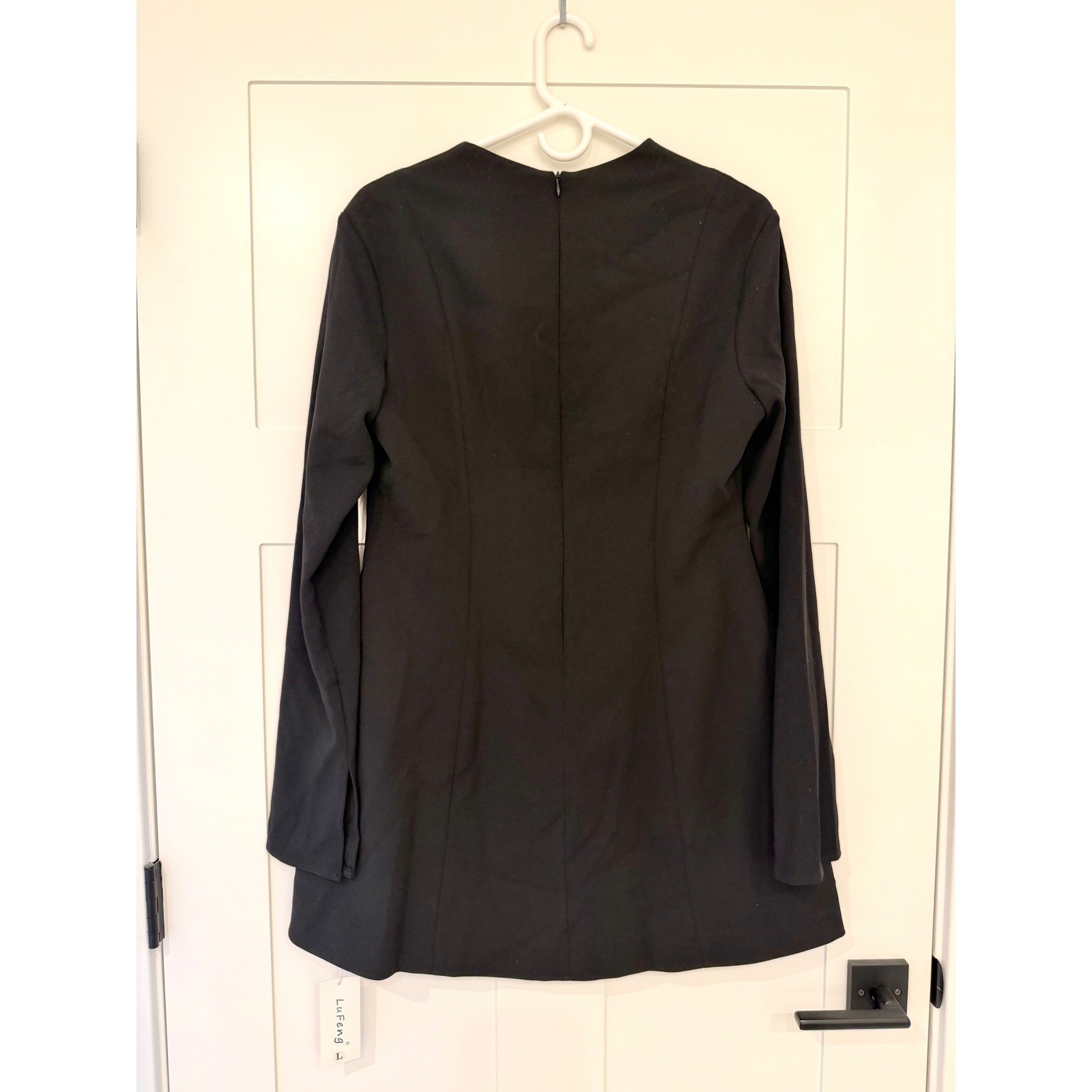 LuFeng Womens Black Deep V-Neck Blazer Dress Long Sleeve Size L NWT