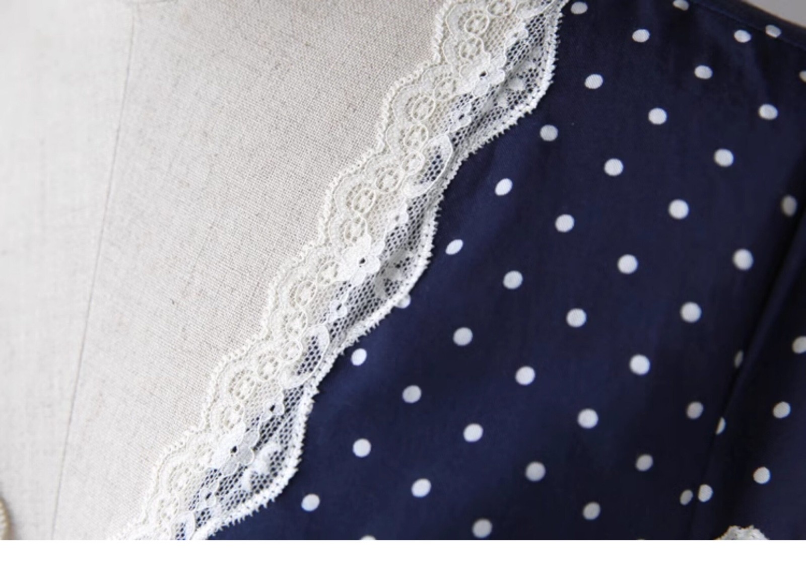 RIXO LONDON Retro Polka Dot Lace Trim V Neck Tie Waist Bias Cut Midi Dress