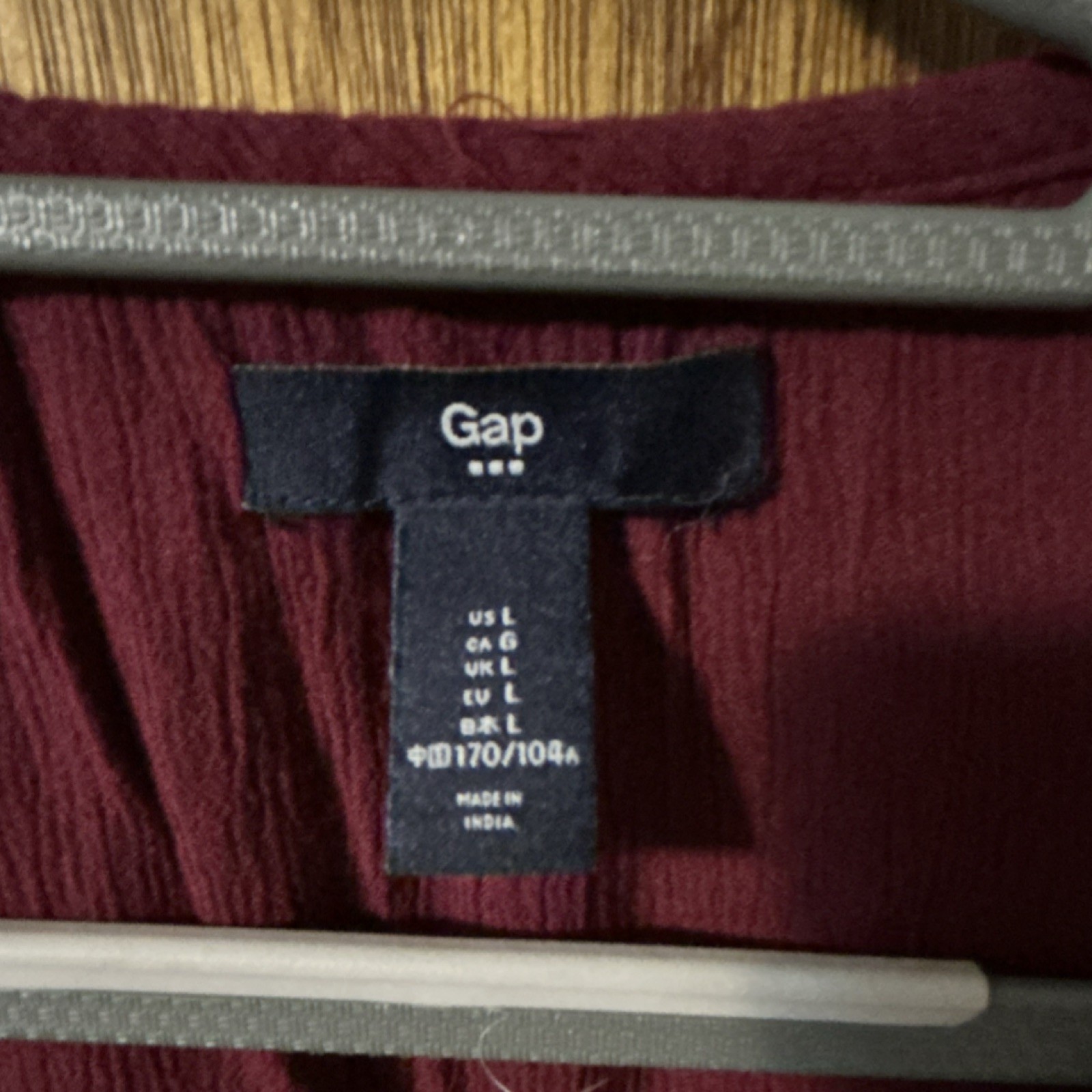 Gap Burgundy Lace Button Drawstring A-Line Dress V-Neck Sleeveless Knee Length L