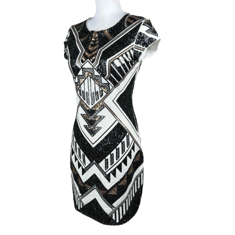 Express Art Deco Sequin Geometric Aztec Tribal Bodycon Cocktail Evening Dress