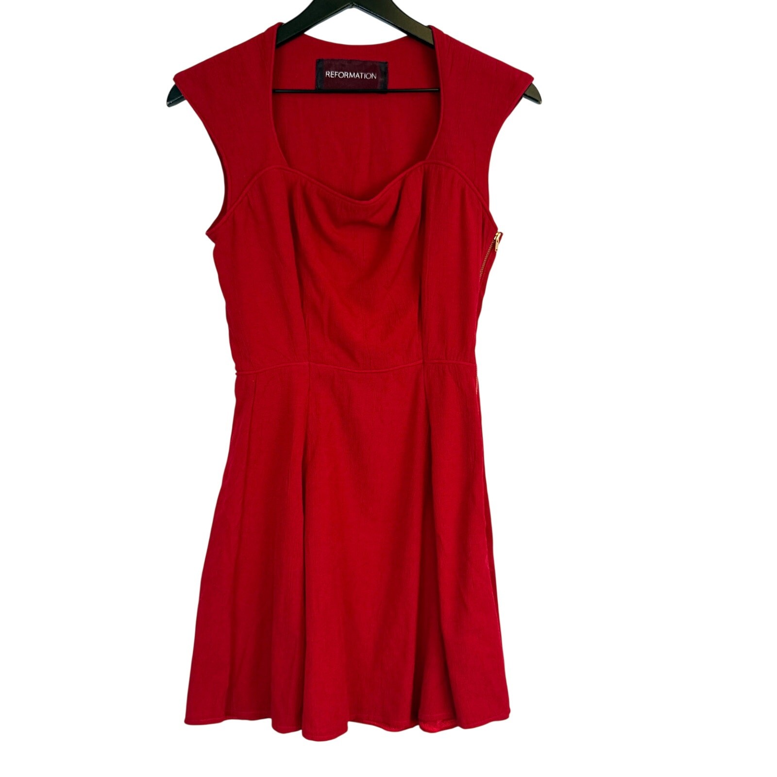 Reformation Red Sweetheart Neckline Mini Fit Flare Dress – M