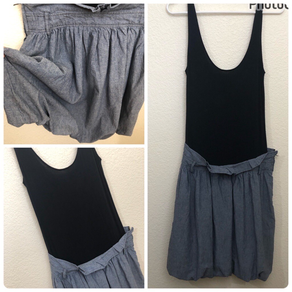 HOPE & HONEY Womens Small Dress Mixed Media Puff Skirt NWOT Sleeveless Tank
