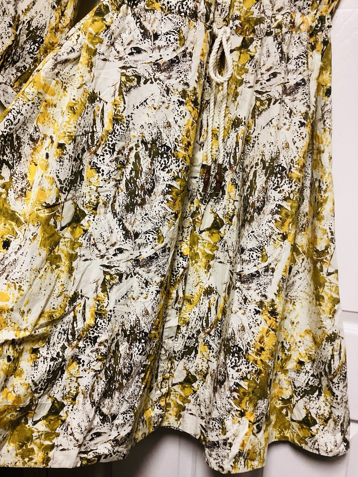 NWT $180 Banana Republic Yellow Camo Splatter Pocket Midi Shirt Dress Sz Small