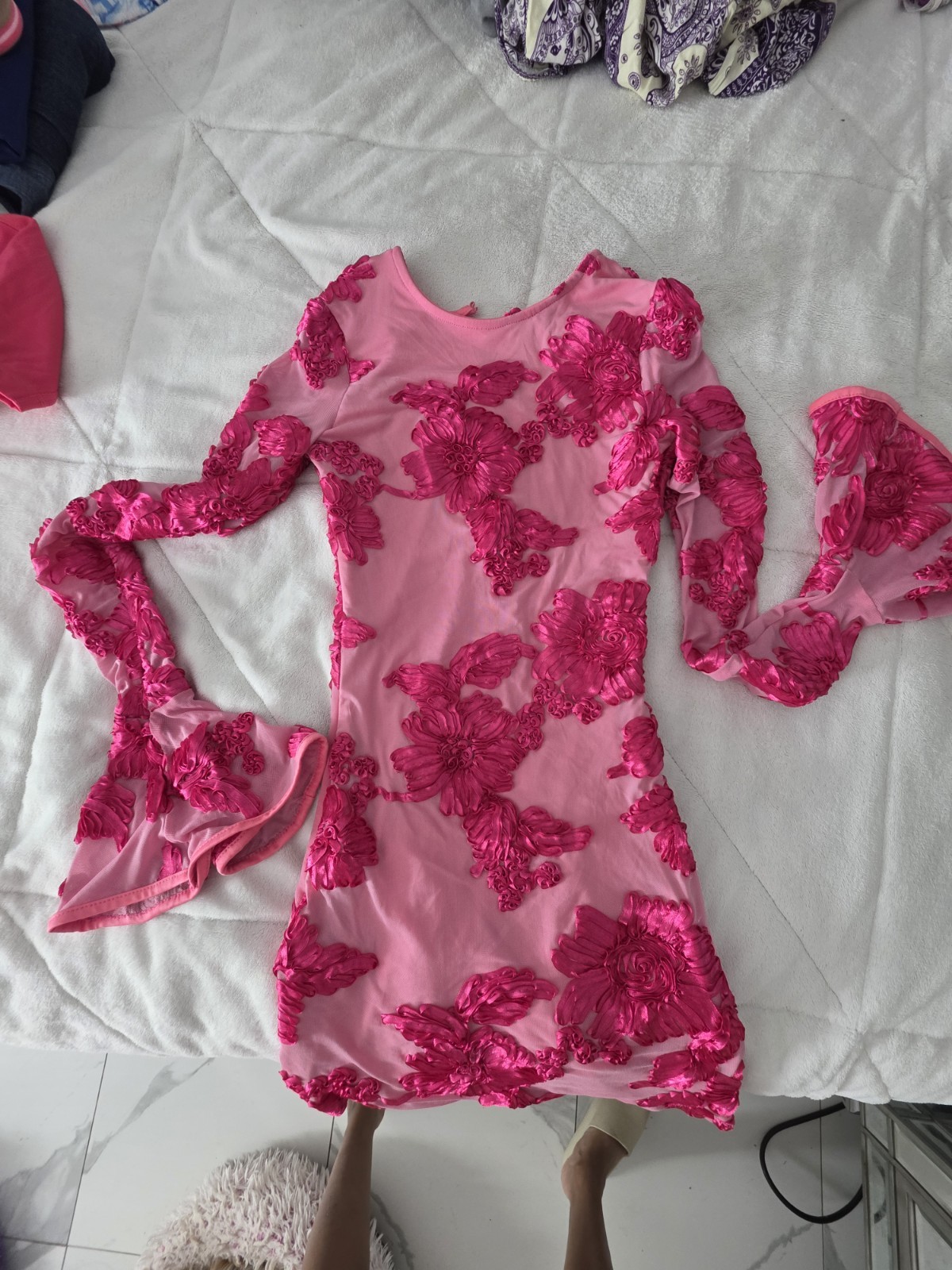 Women’s Elegant Embroidered Flower Slim Mini Dress Tight Club Party Dress New