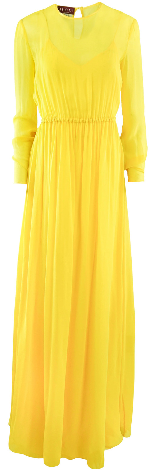 Gucci Silk Chiffon Evening Dress in Lemon Curd