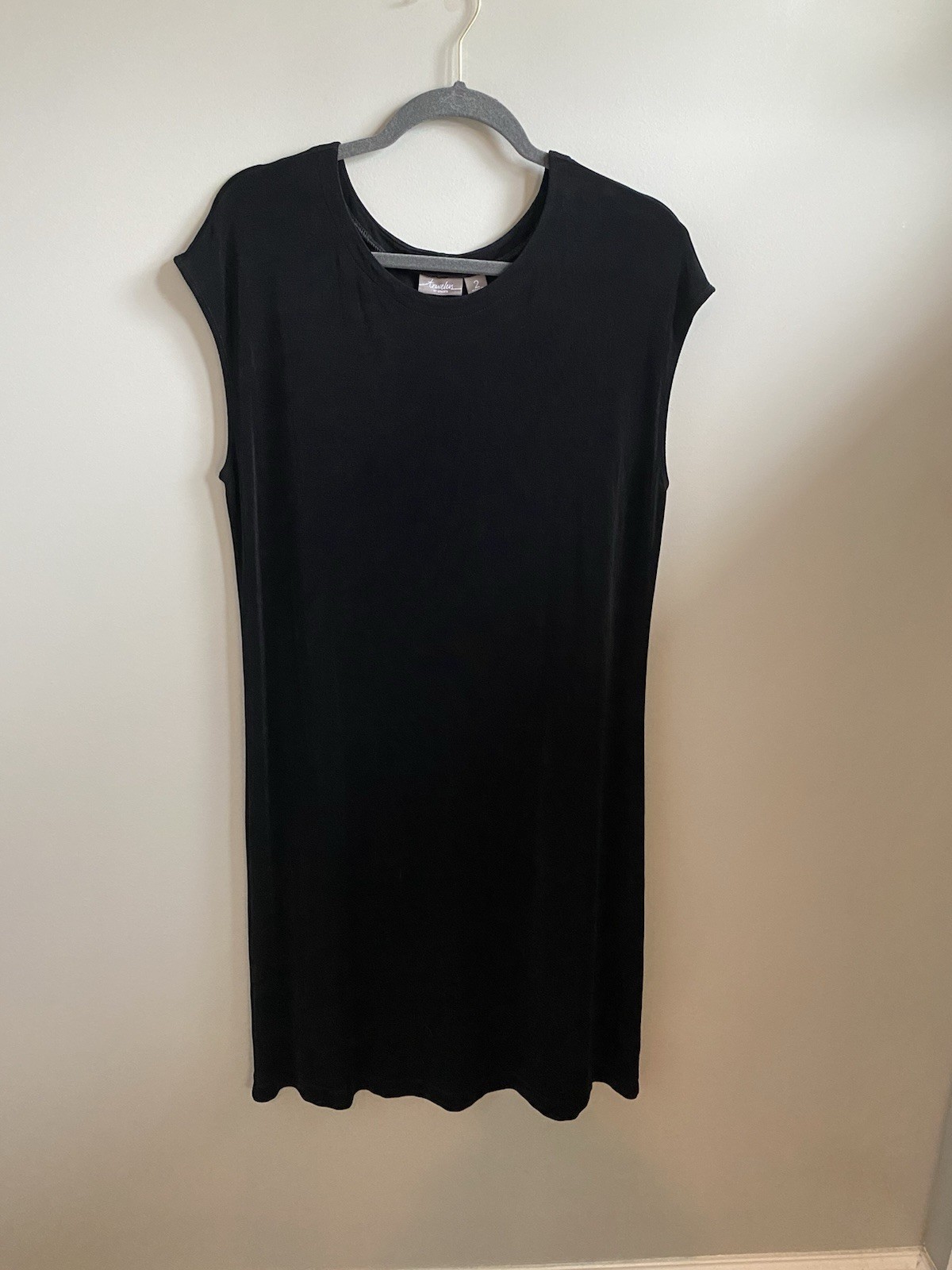 Chicos Travelers Black Slinky Knit Dress Size 2 Large Wrinkle Resistant Travel