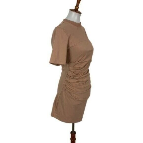 Revolve Dress H Hours Small Tan Short Sleeve Bodycon Sexy Chic Trendy